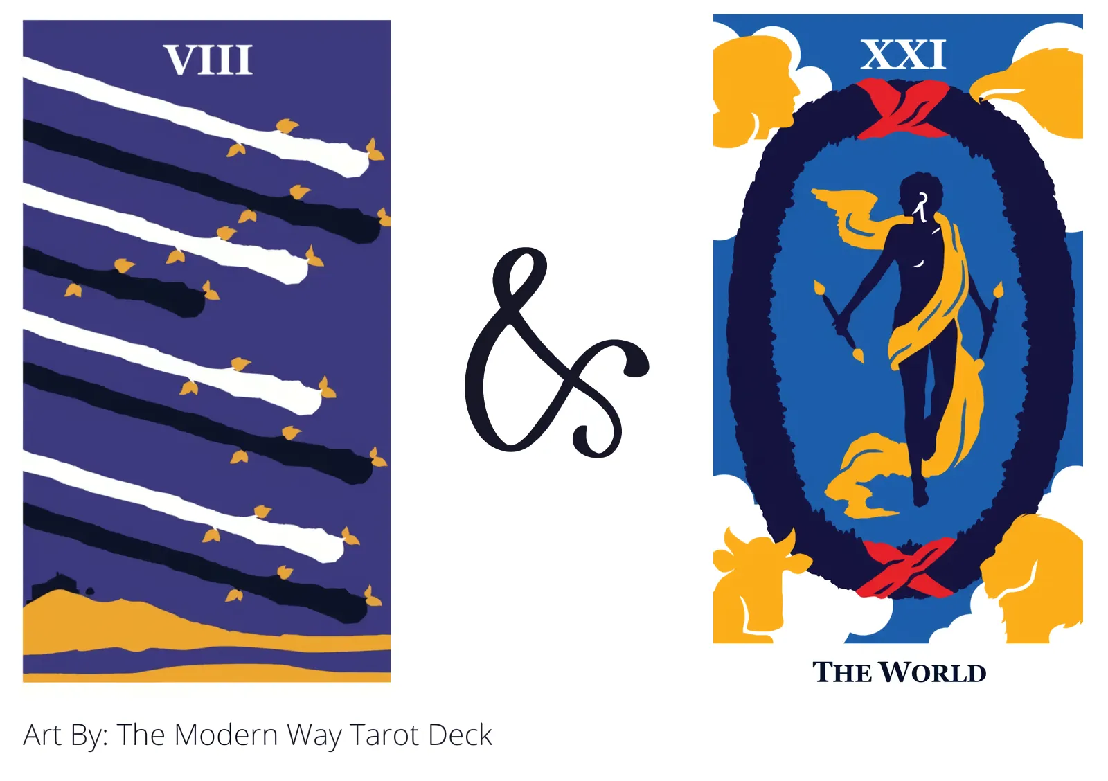 eight of wands and the world tarot cards together