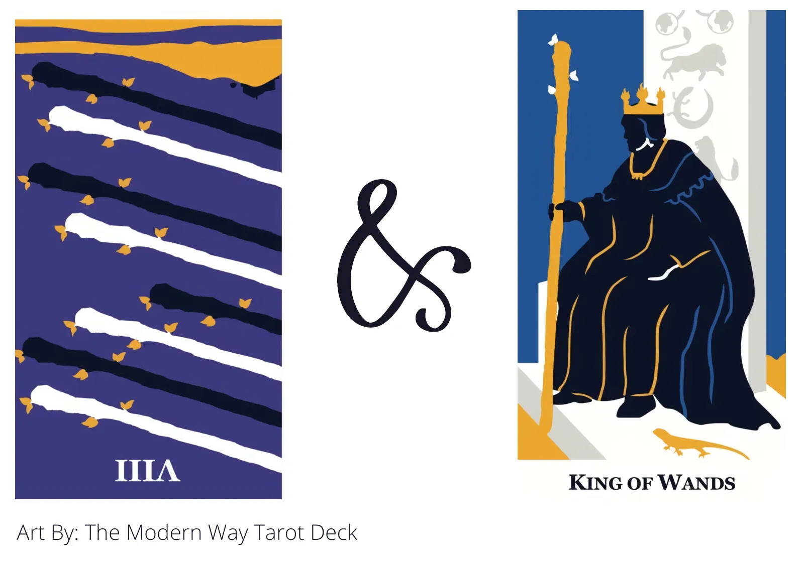 eight of wands reversed and king of wands tarot cards together