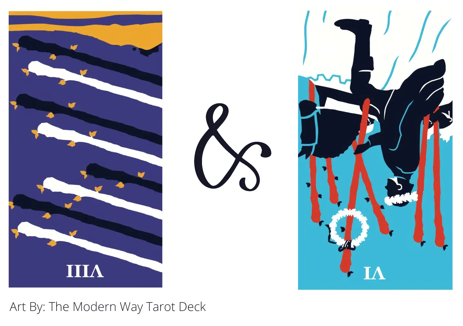 eight of wands reversed and six of wands reversed tarot cards together