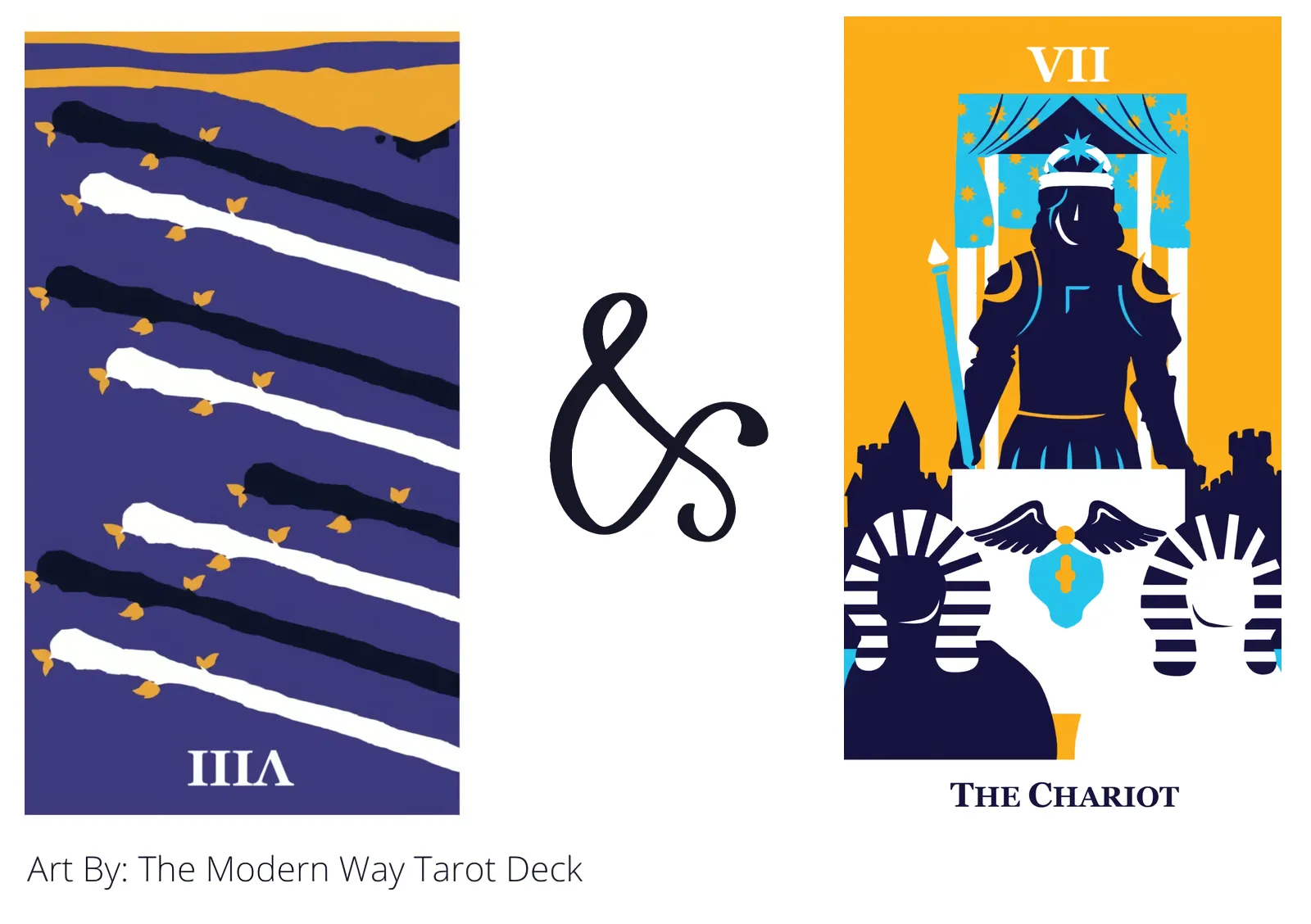 eight of wands reversed and the chariot tarot cards together