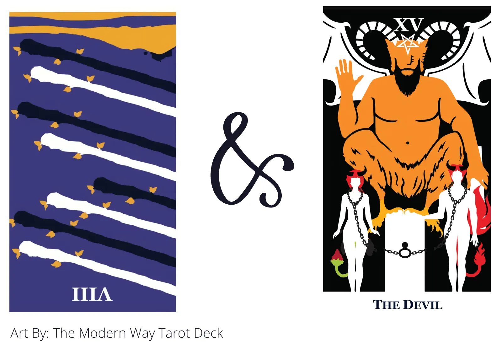 eight of wands reversed and the devil tarot cards together
