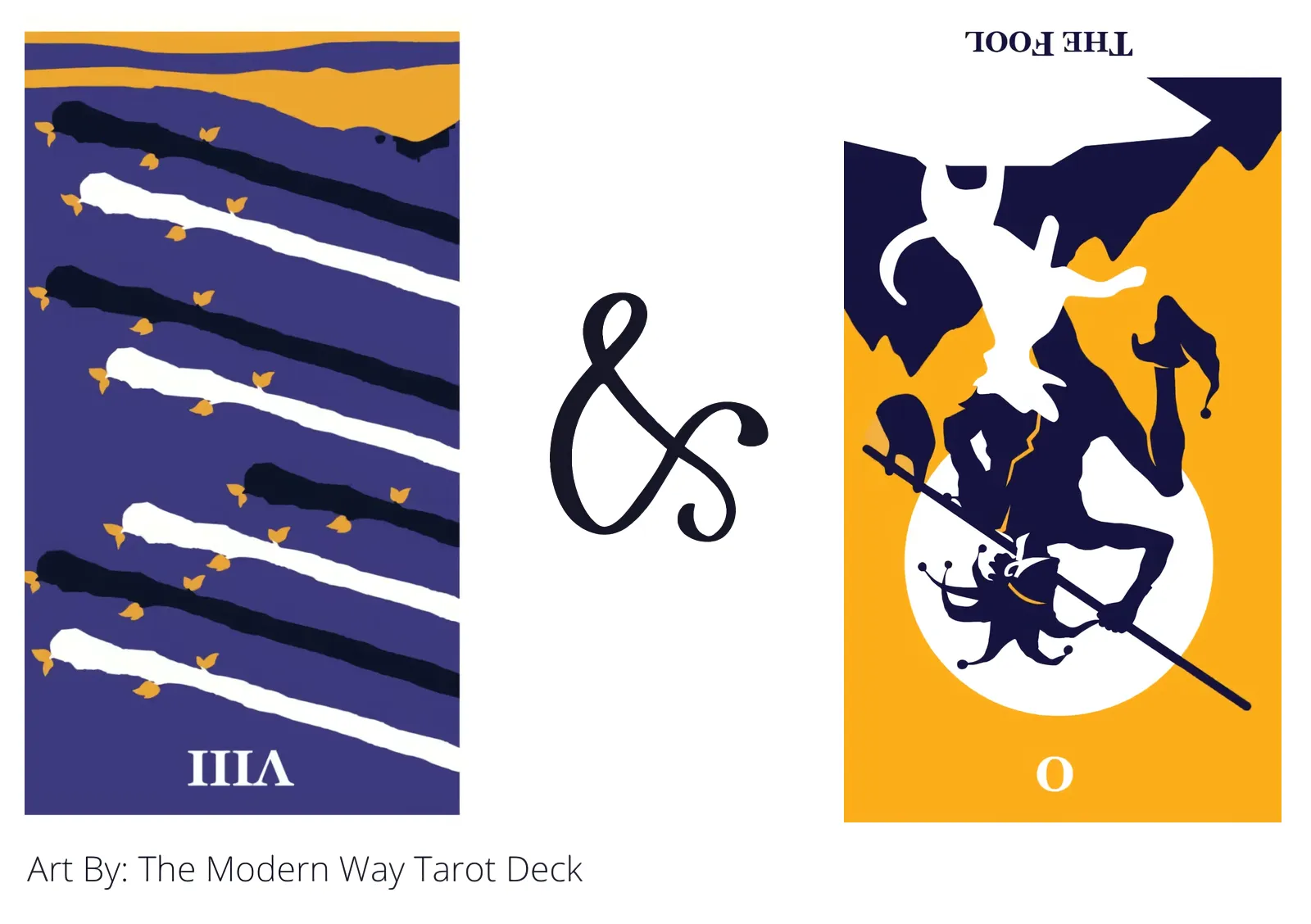 eight of wands reversed and the fool reversed tarot cards together