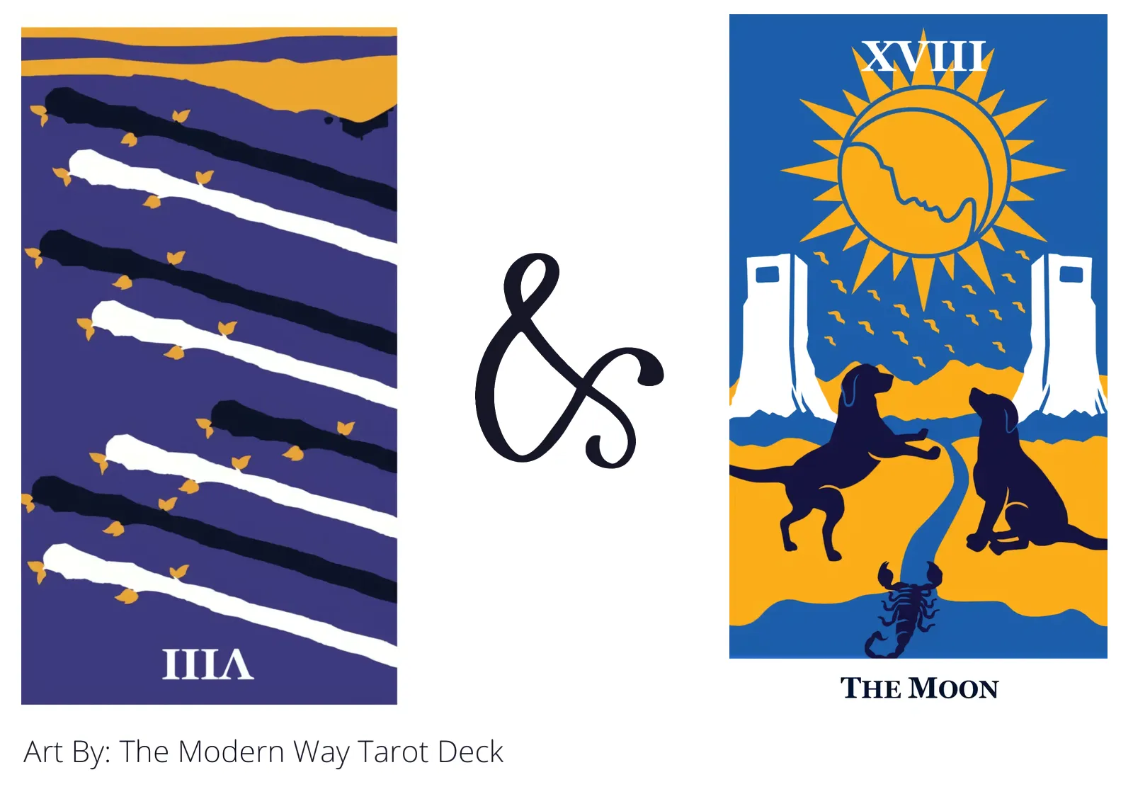 eight of wands reversed and the moon tarot cards together