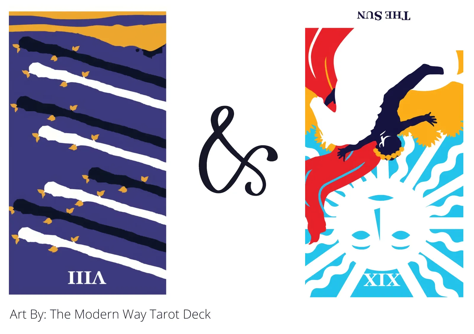 eight of wands reversed and the sun reversed tarot cards together