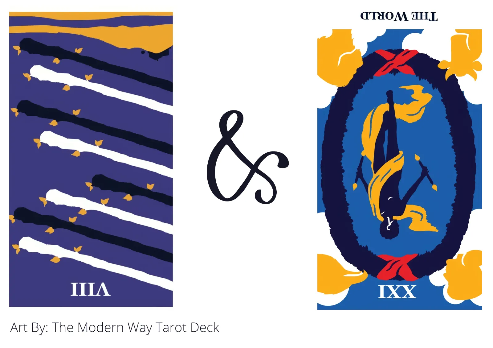 eight of wands reversed and the world reversed tarot cards together