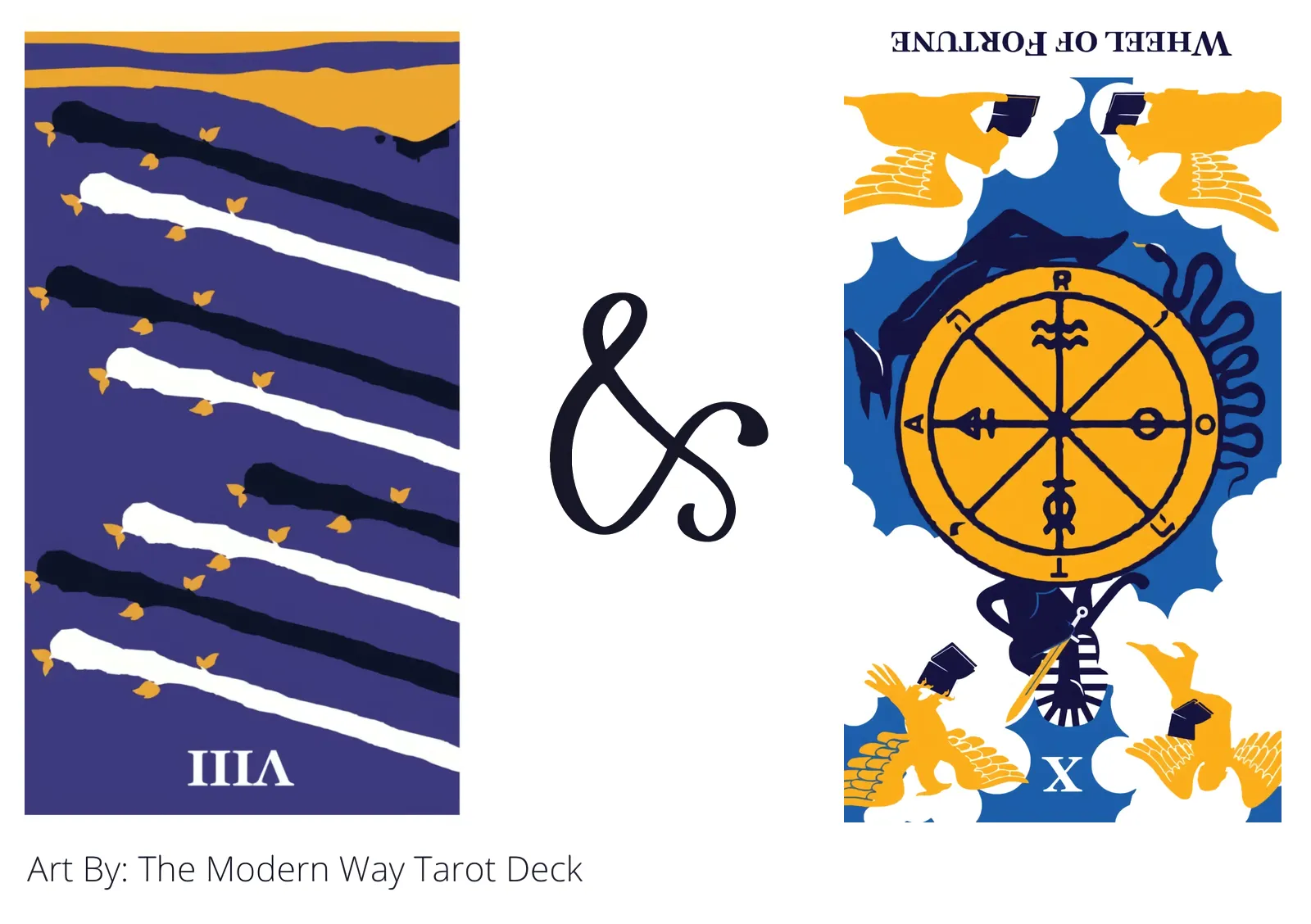eight of wands reversed and wheel of fortune reversed tarot cards together