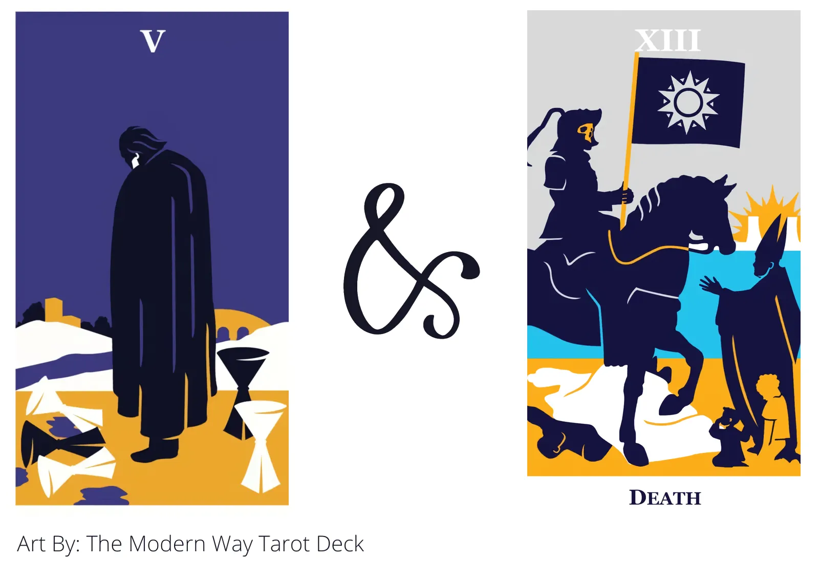 five of cups and death tarot cards together