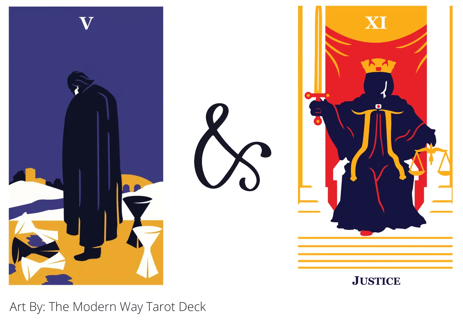 five of cups and justice tarot cards together