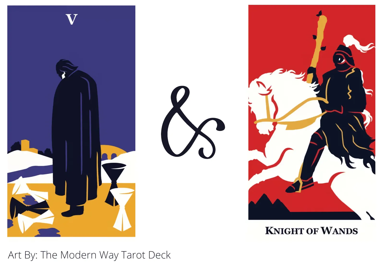 five of cups and knight of wands tarot cards together
