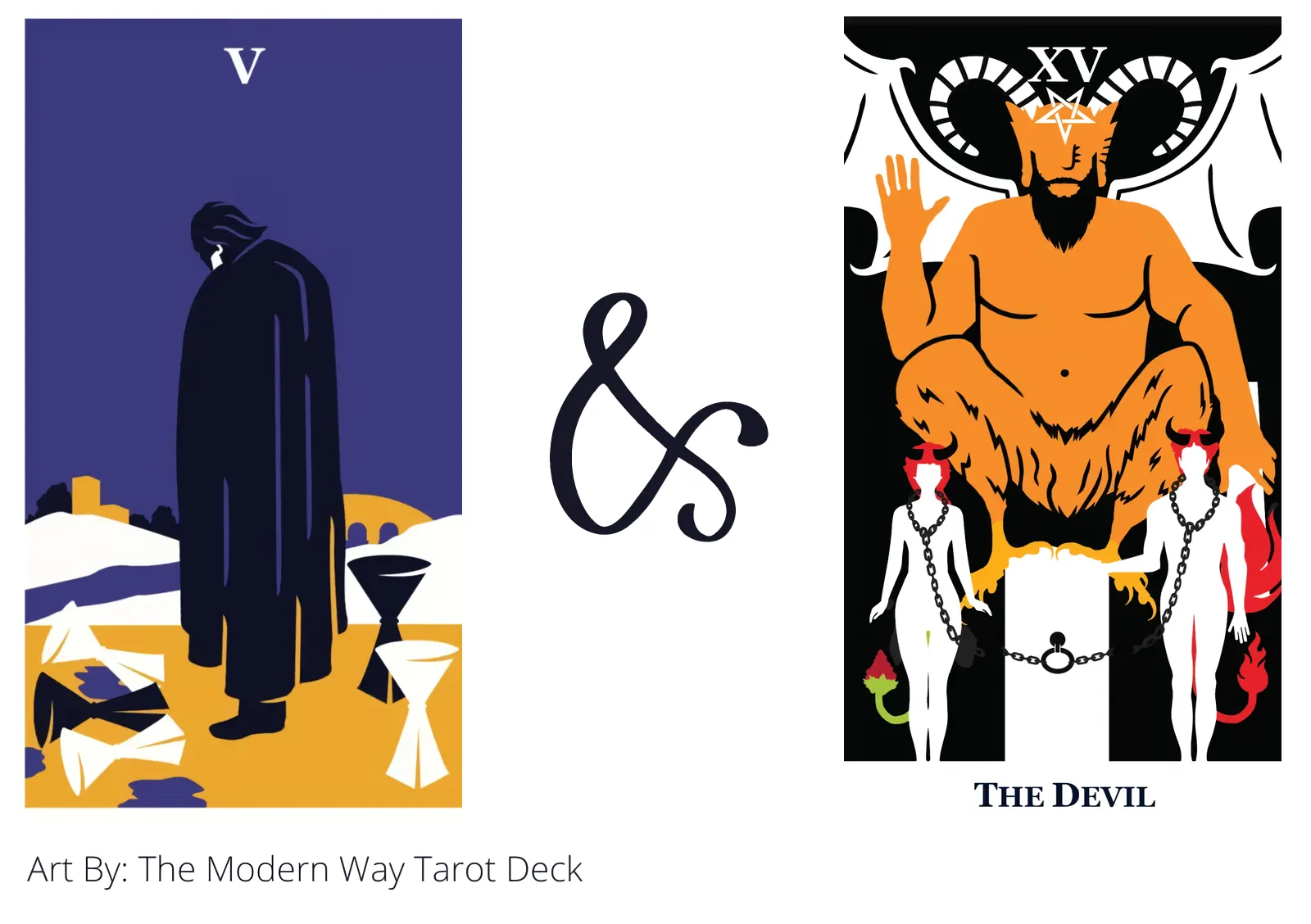 five of cups and the devil tarot cards together