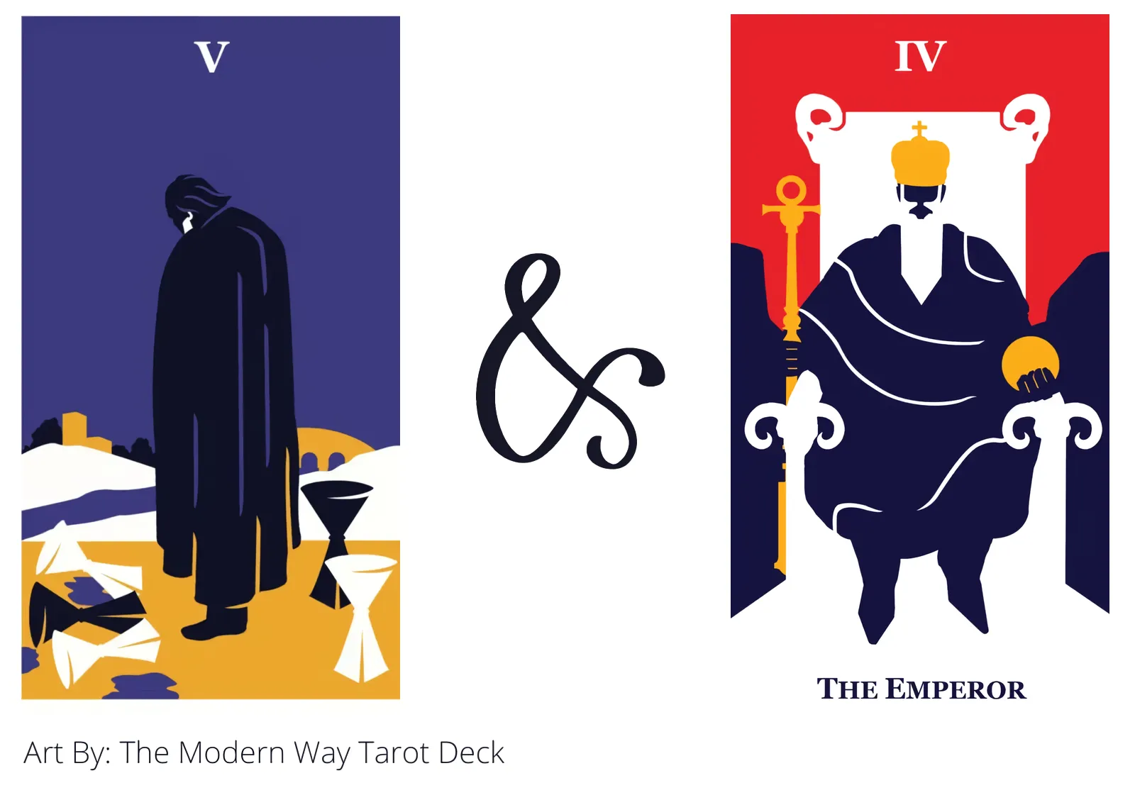 five of cups and the emperor tarot cards together