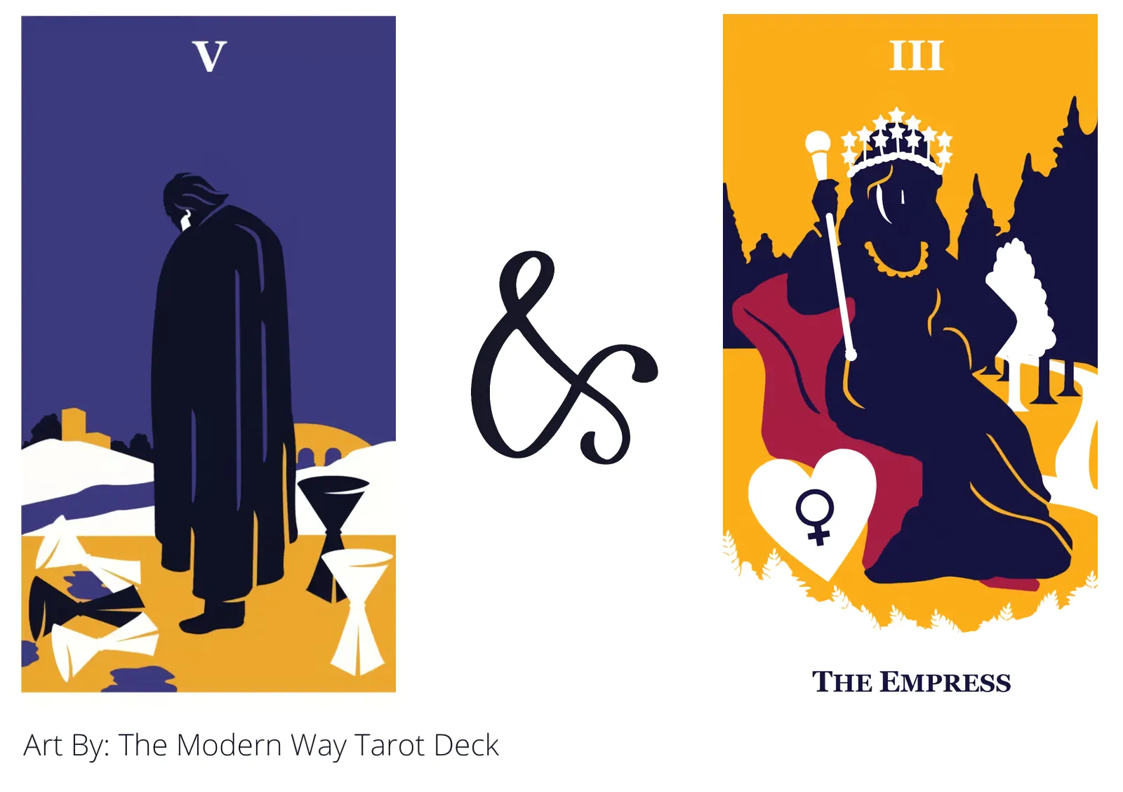 five of cups and the empress tarot cards together