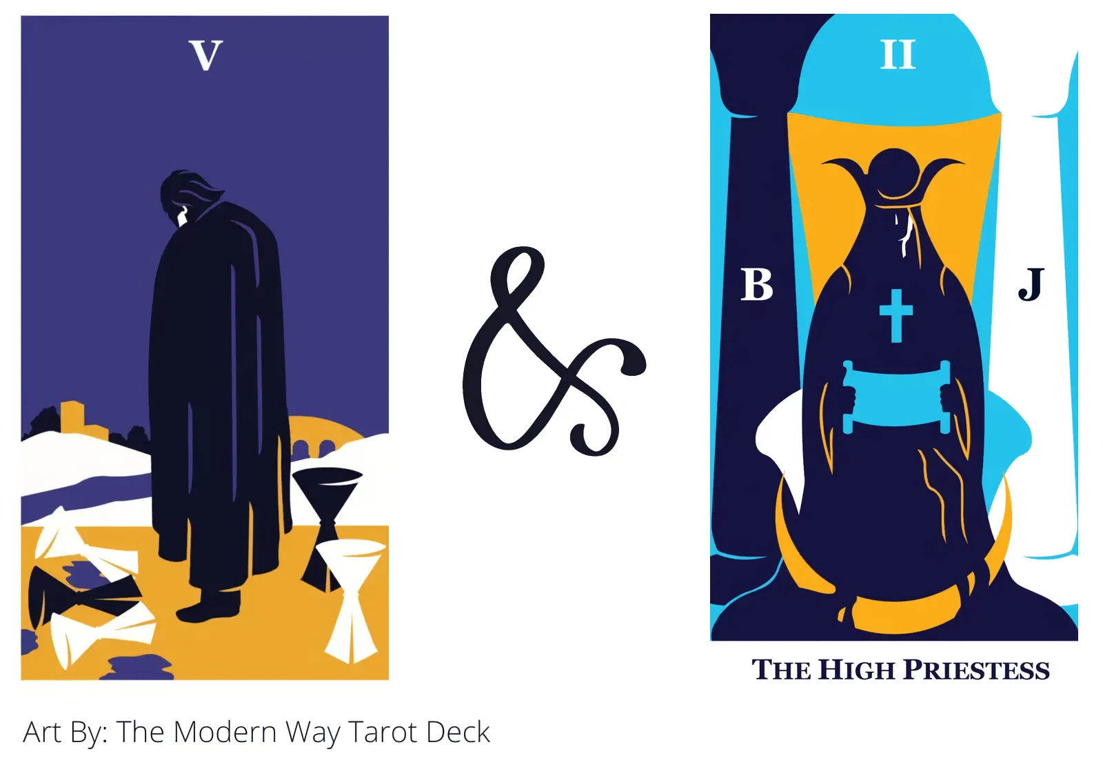 five of cups and the high priestess tarot cards together