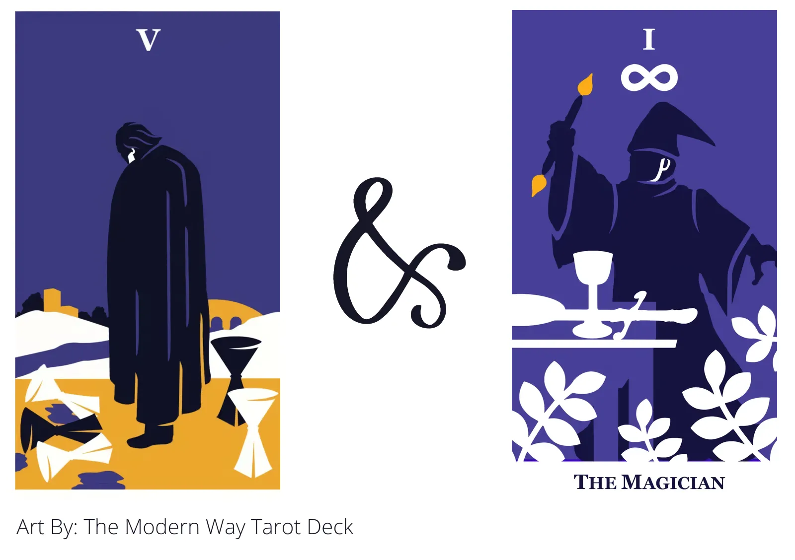 five of cups and the magician tarot cards together