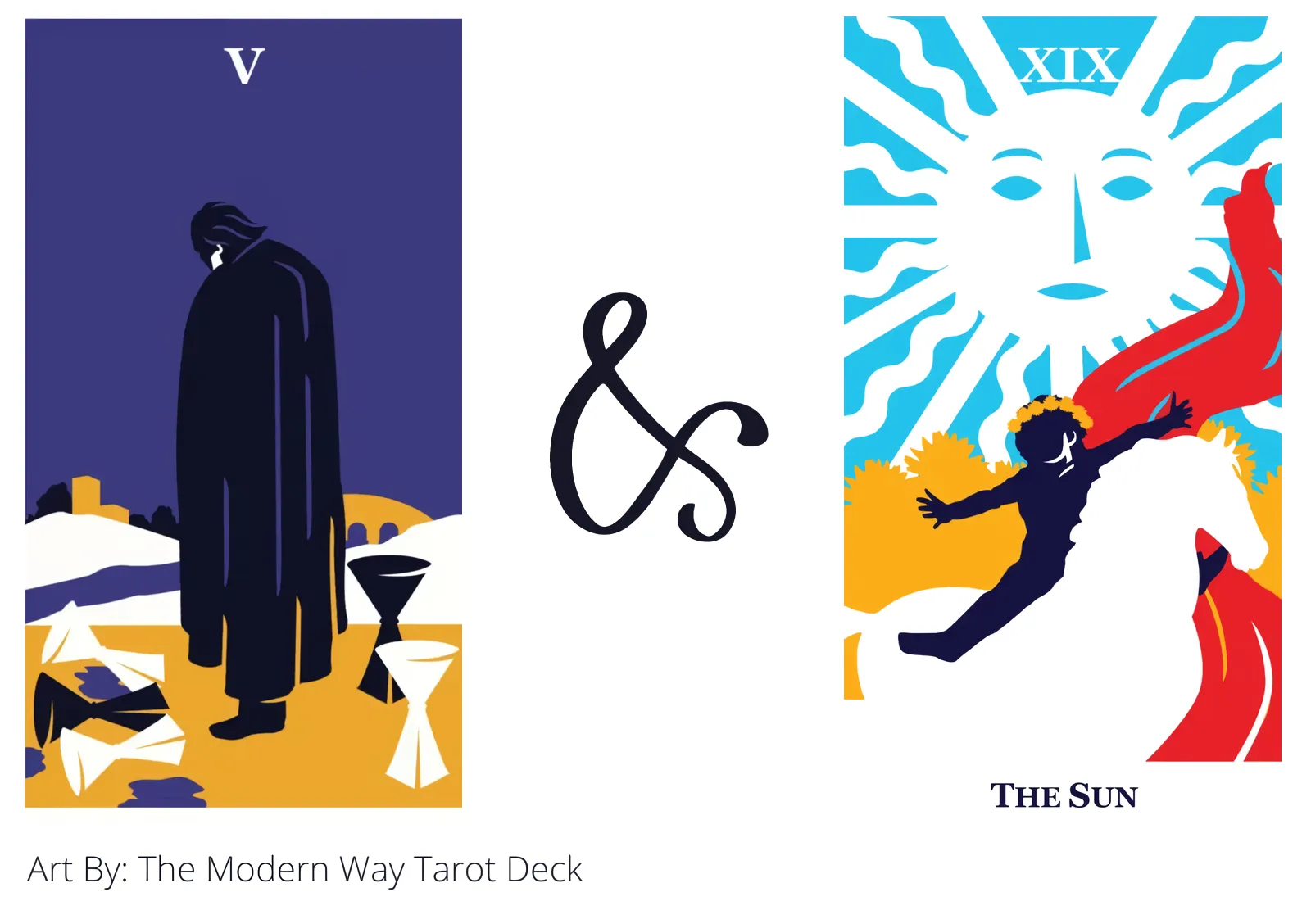 five of cups and the sun tarot cards together