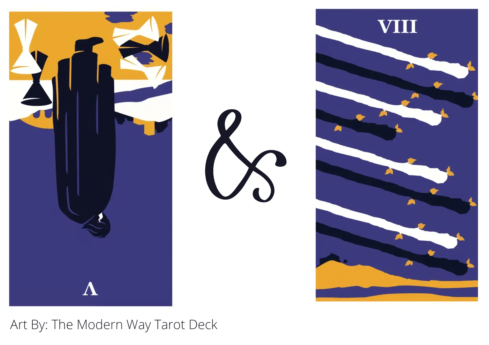 five of cups reversed and eight of wands tarot cards together