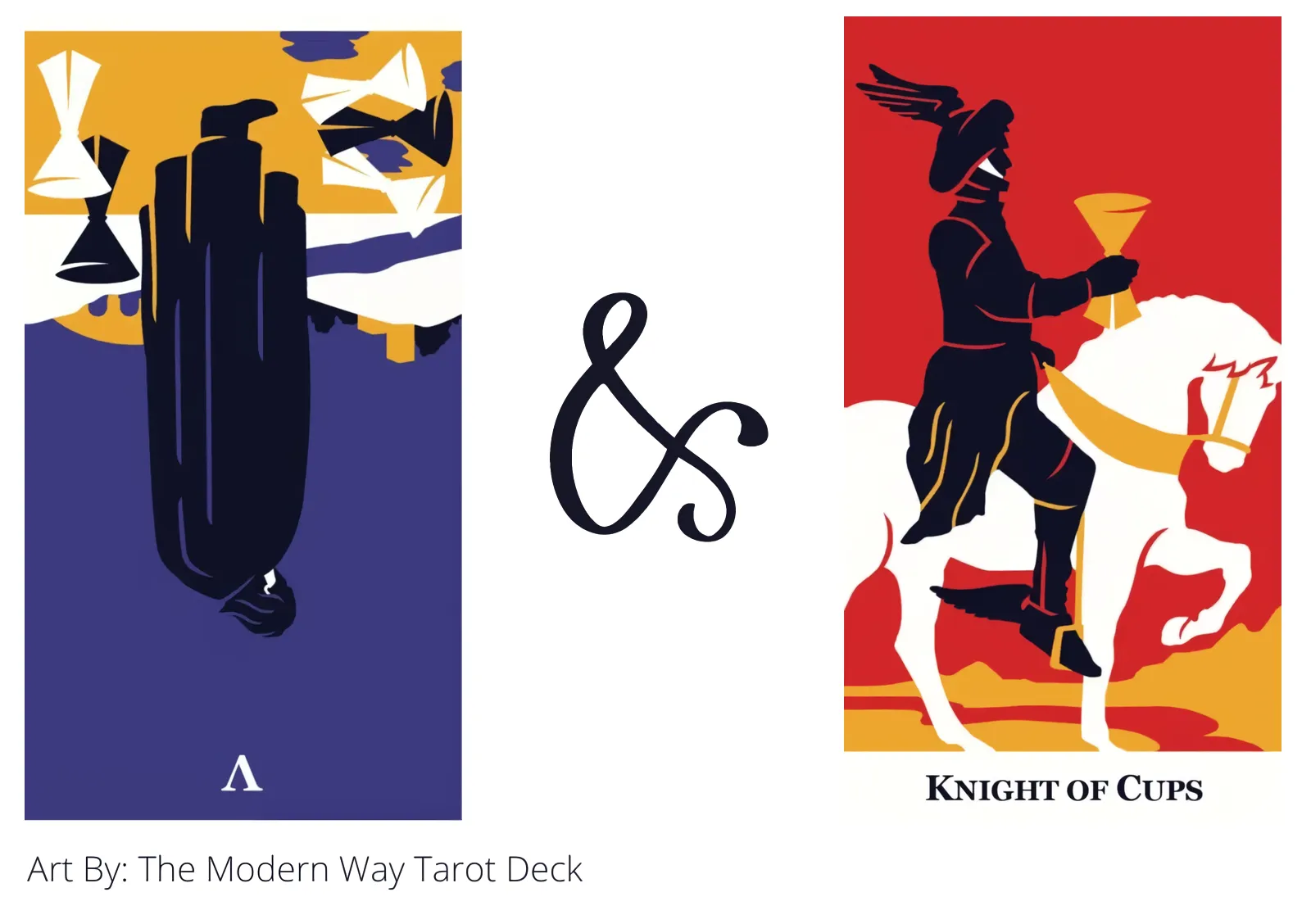five of cups reversed and knight of cups tarot cards together