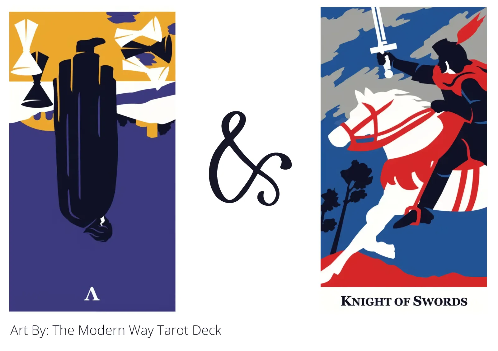 five of cups reversed and knight of swords tarot cards together