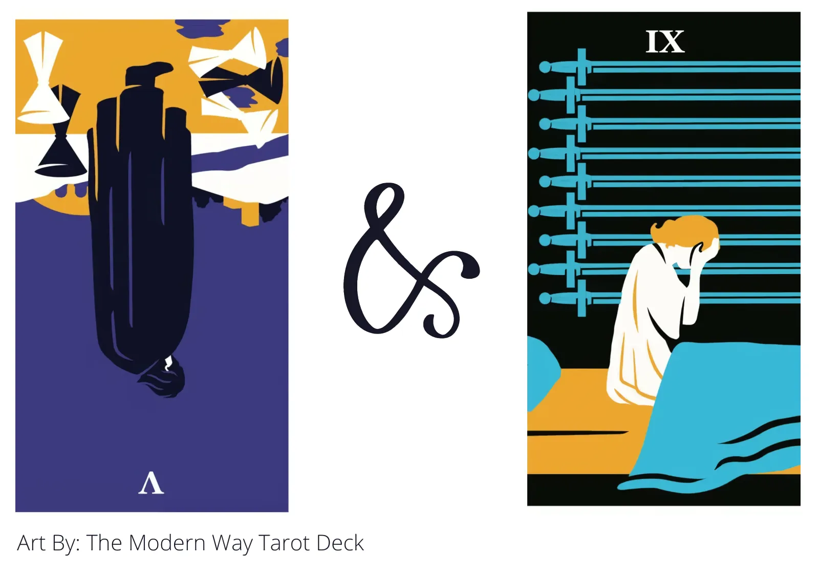 five of cups reversed and nine of swords tarot cards together