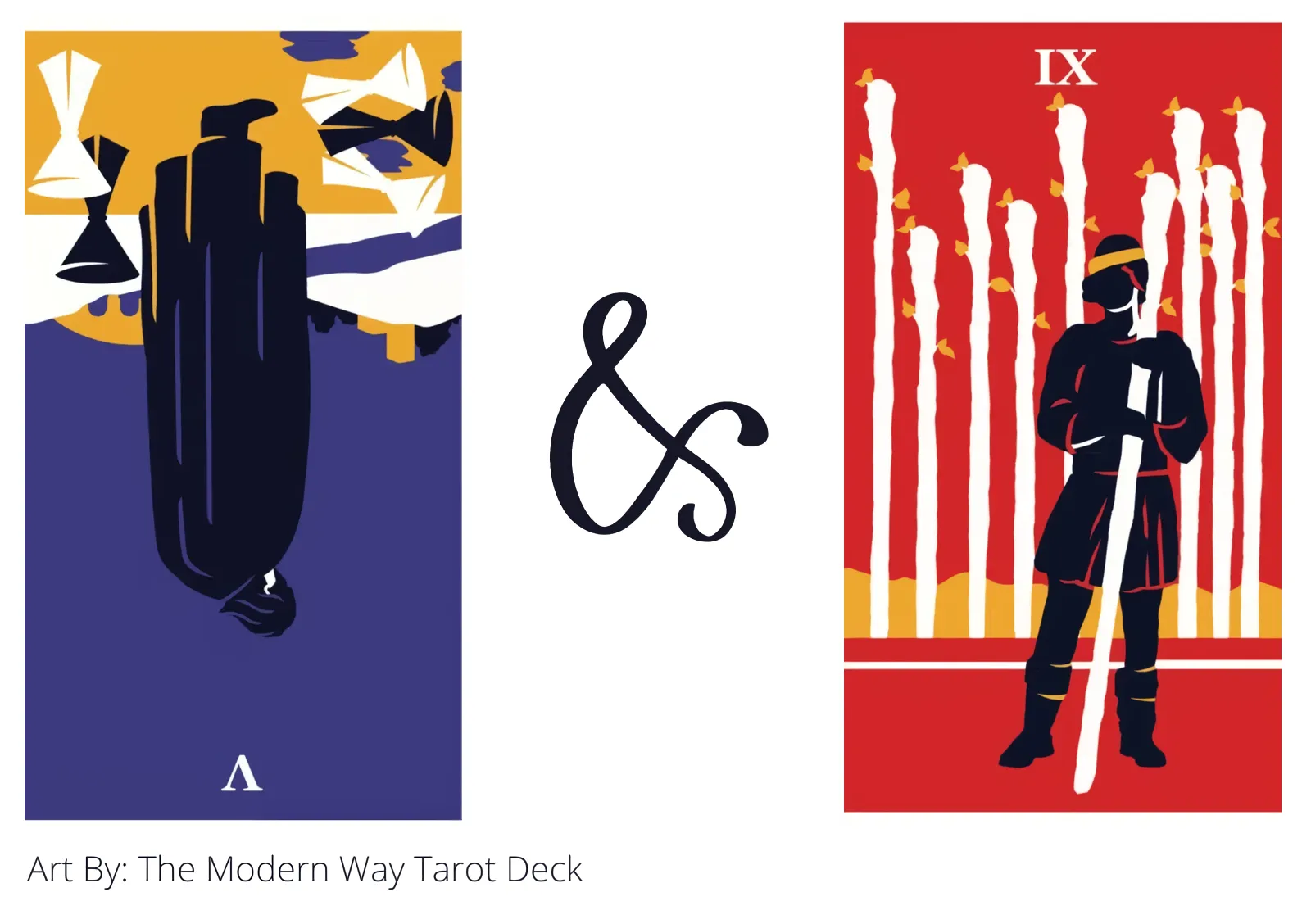 five of cups reversed and nine of wands tarot cards together