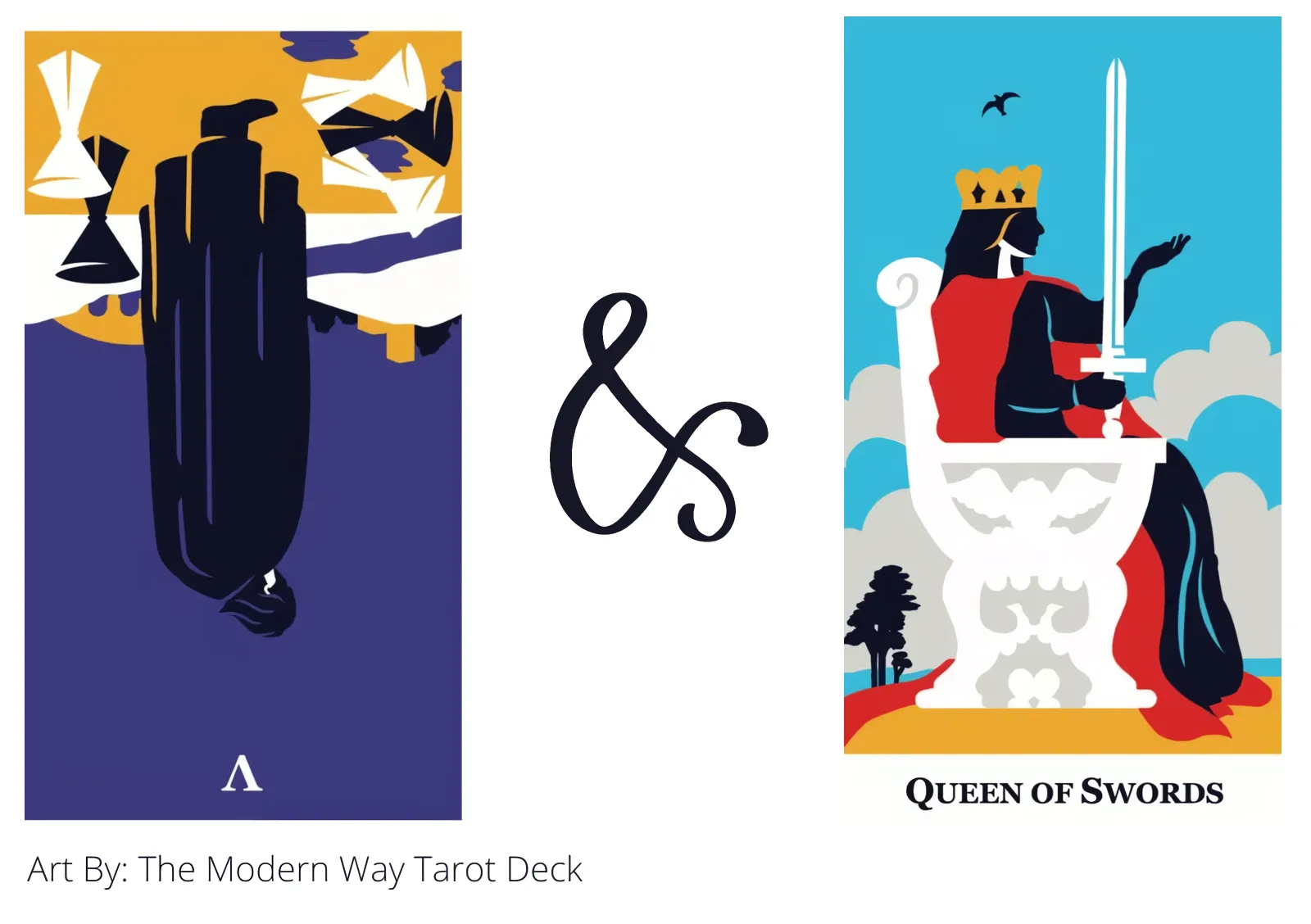 five of cups reversed and queen of swords tarot cards together