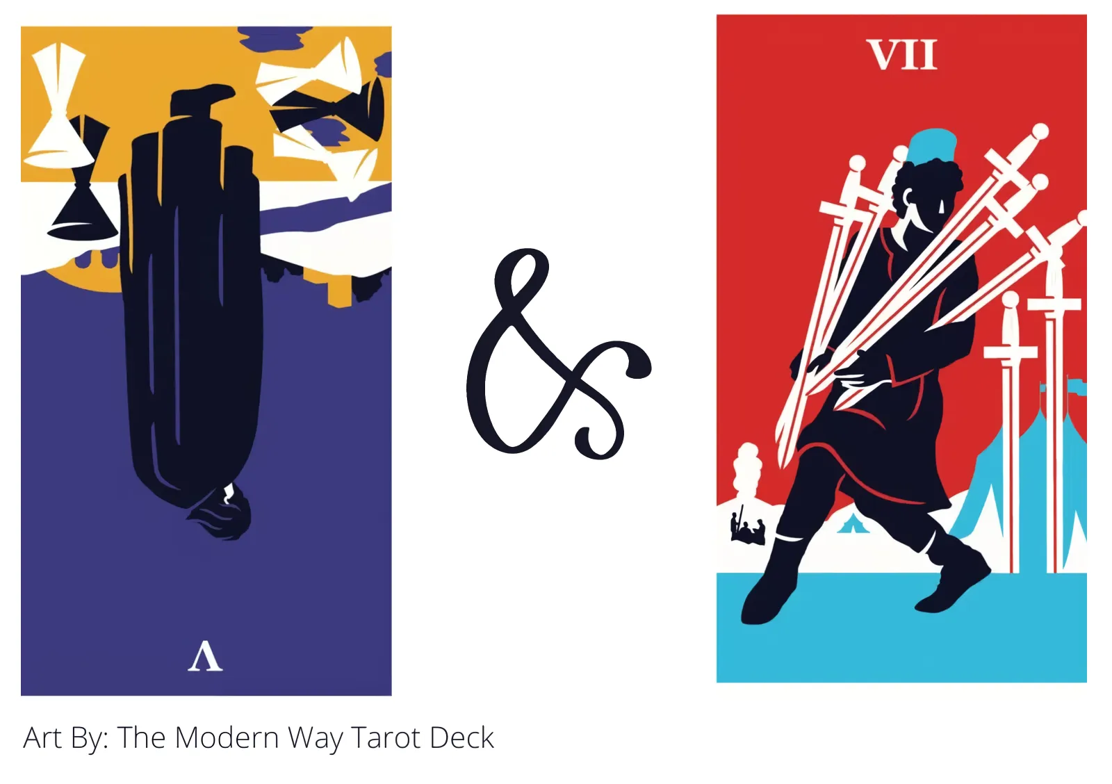 five of cups reversed and seven of swords tarot cards together