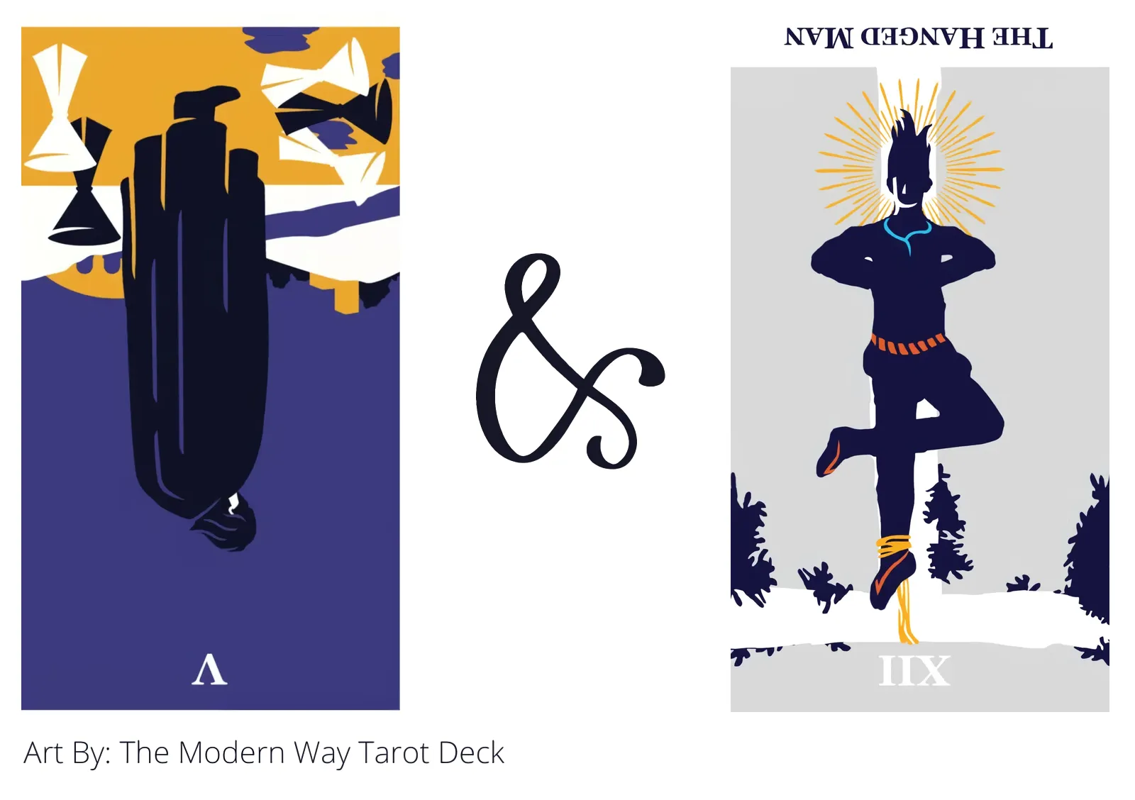 five of cups reversed and the hanged man reversed tarot cards together