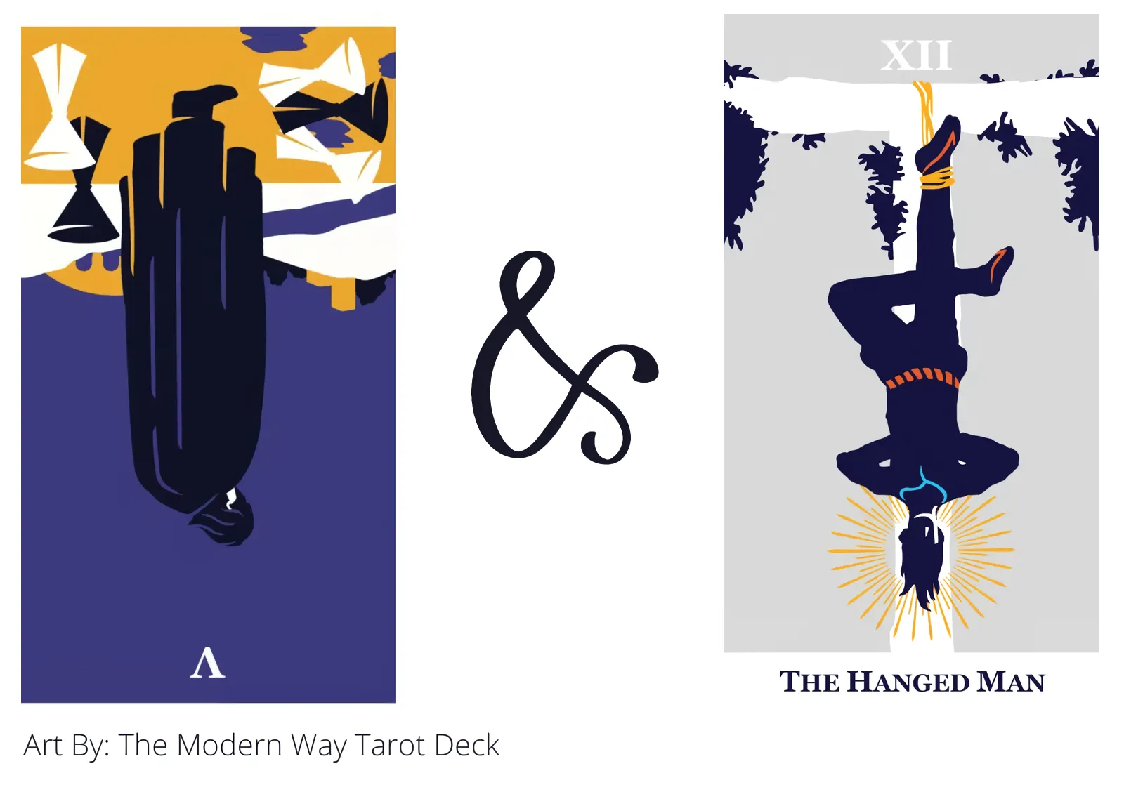 five of cups reversed and the hanged man tarot cards together