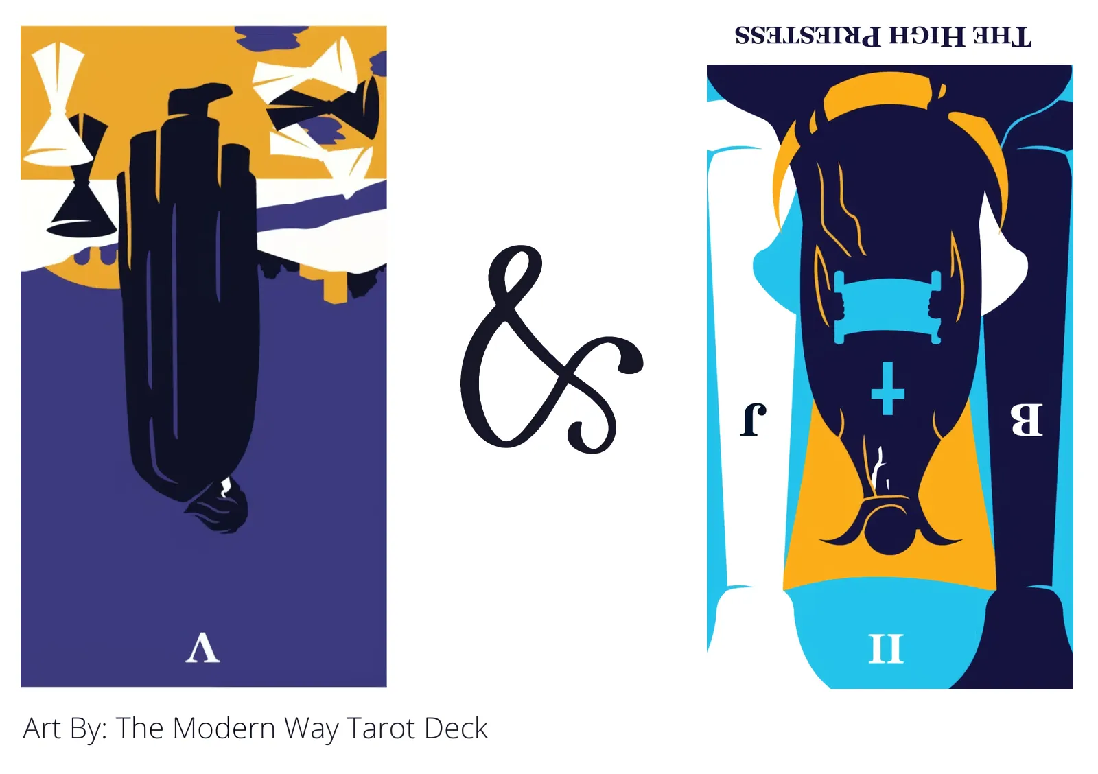 five of cups reversed and the high priestess reversed tarot cards together