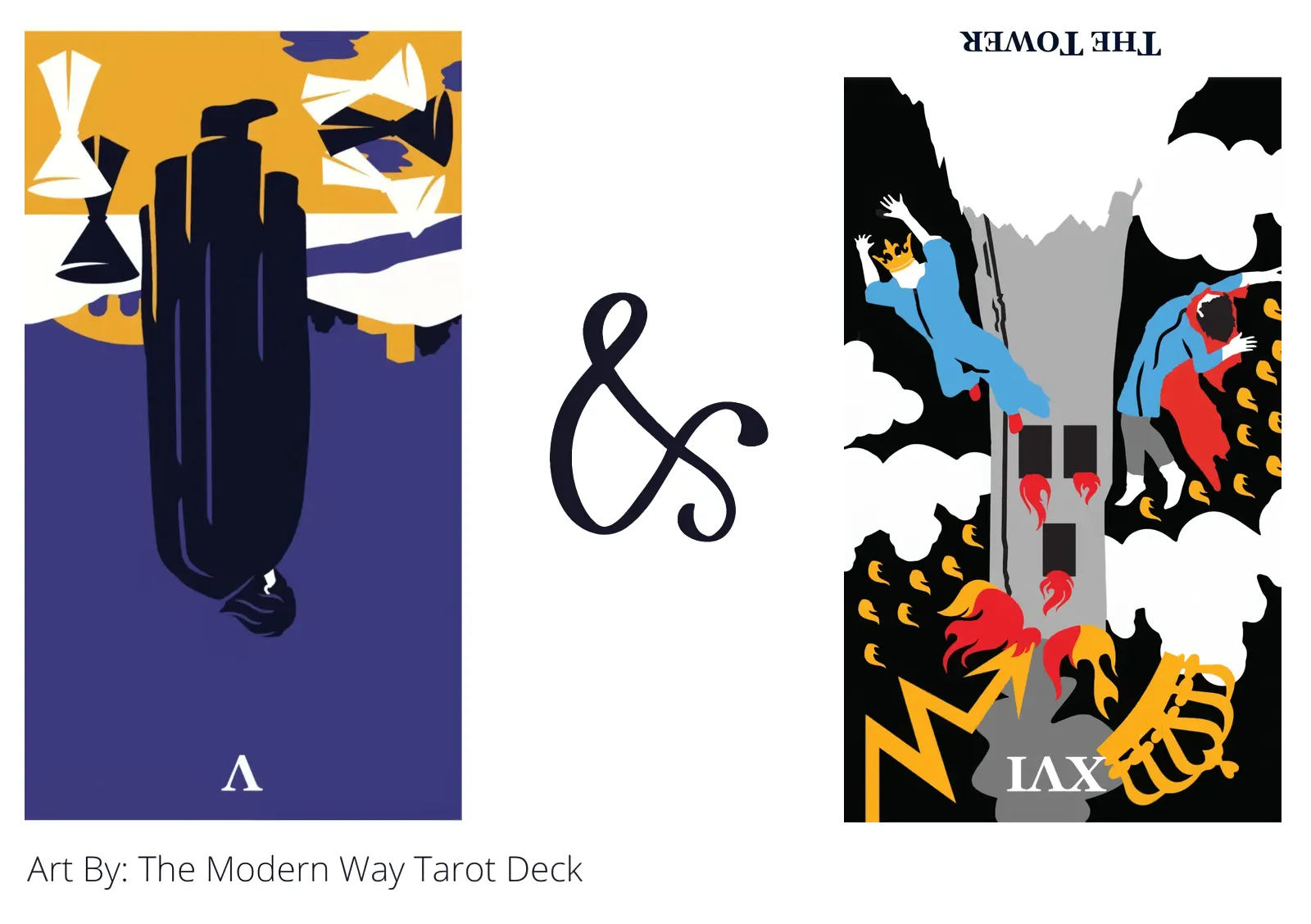 five of cups reversed and the tower reversed tarot cards together