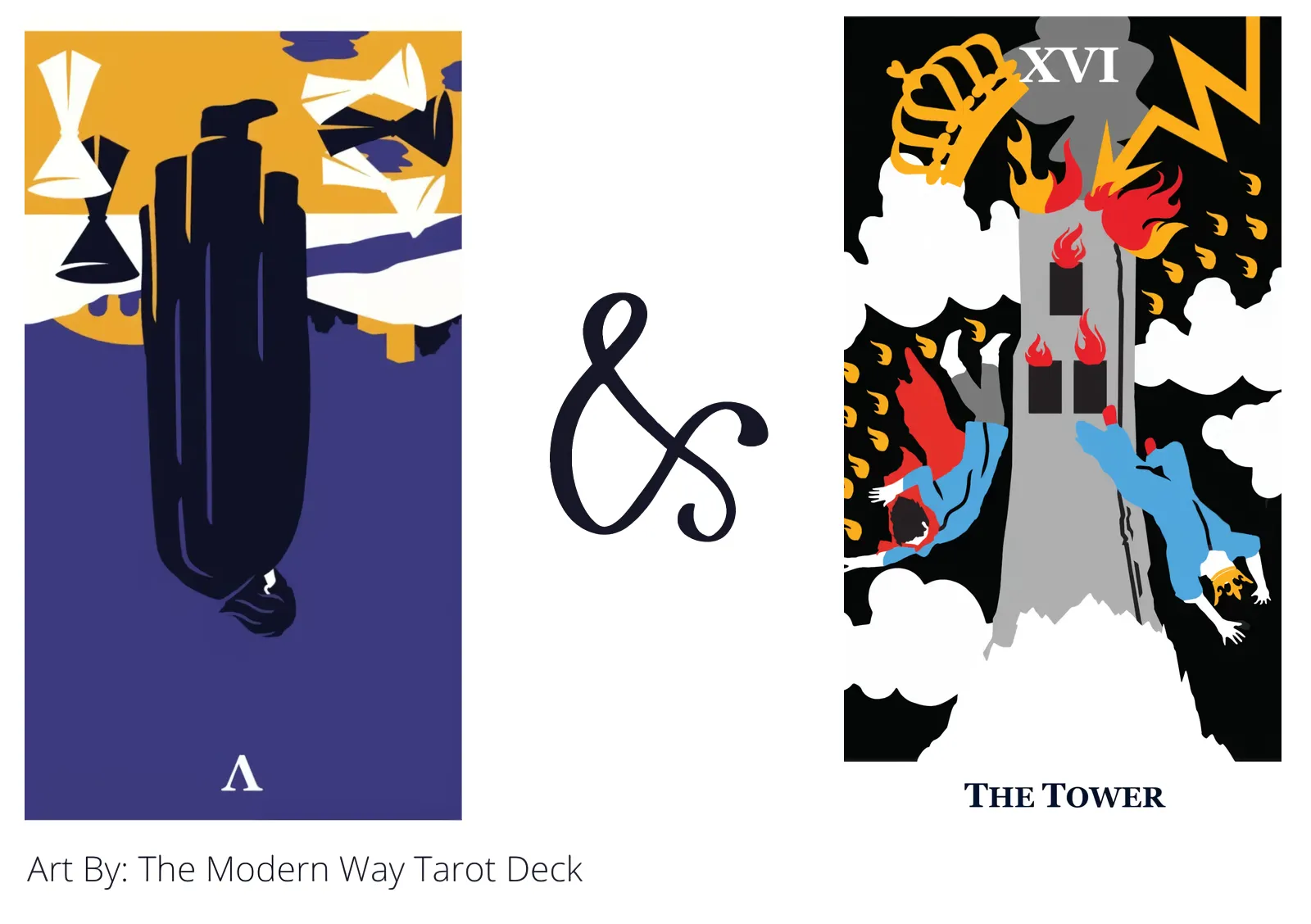 five of cups reversed and the tower tarot cards together