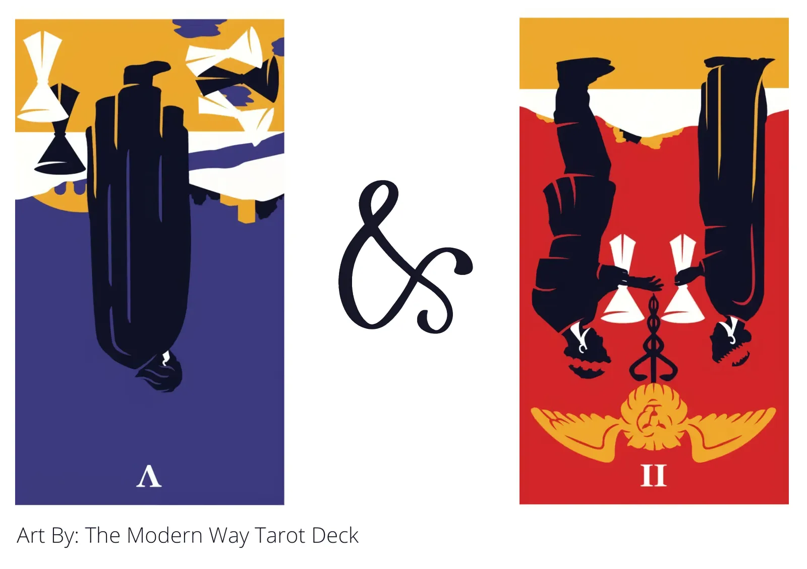 five of cups reversed and two of cups reversed tarot cards together