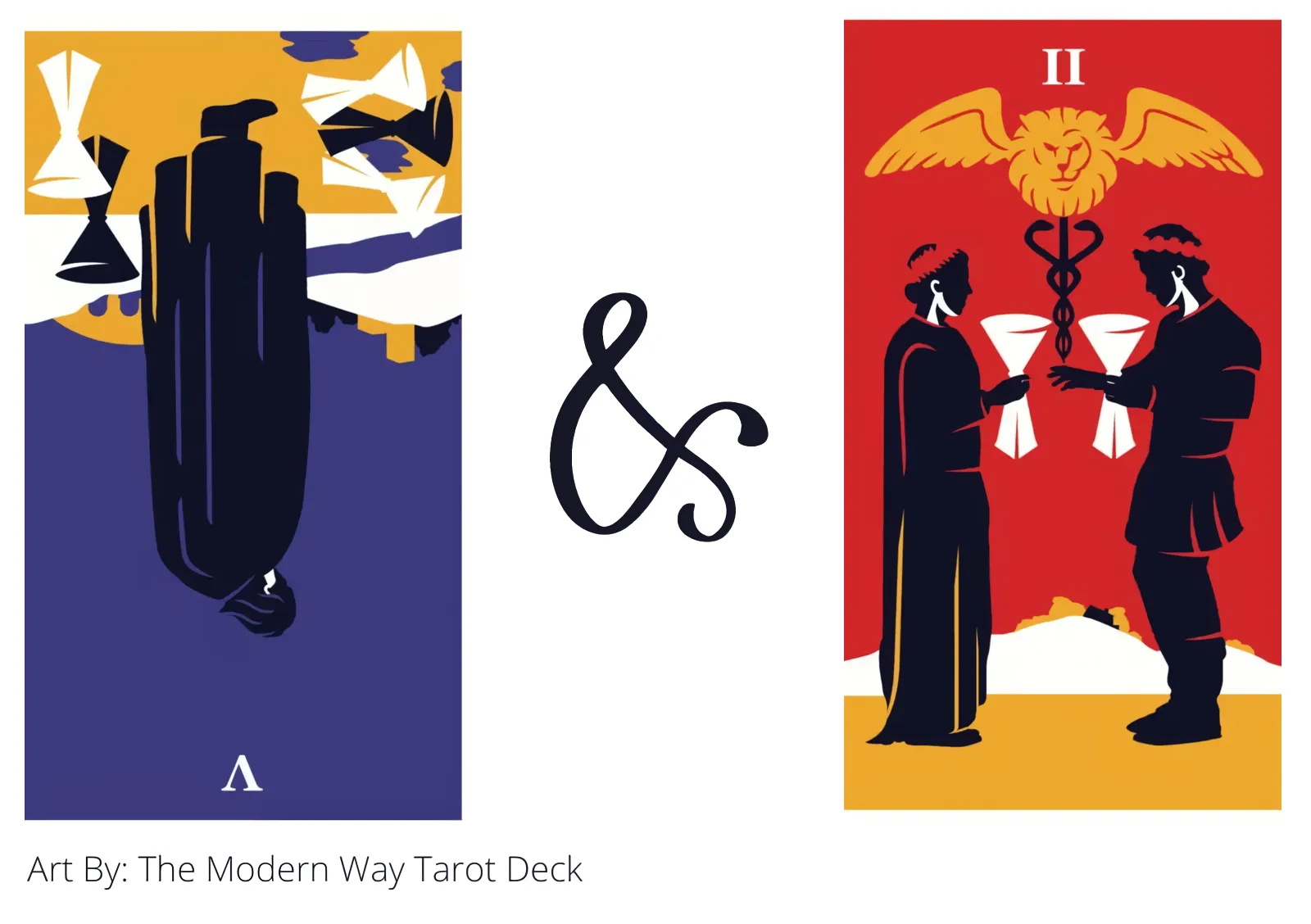 five of cups reversed and two of cups tarot cards together