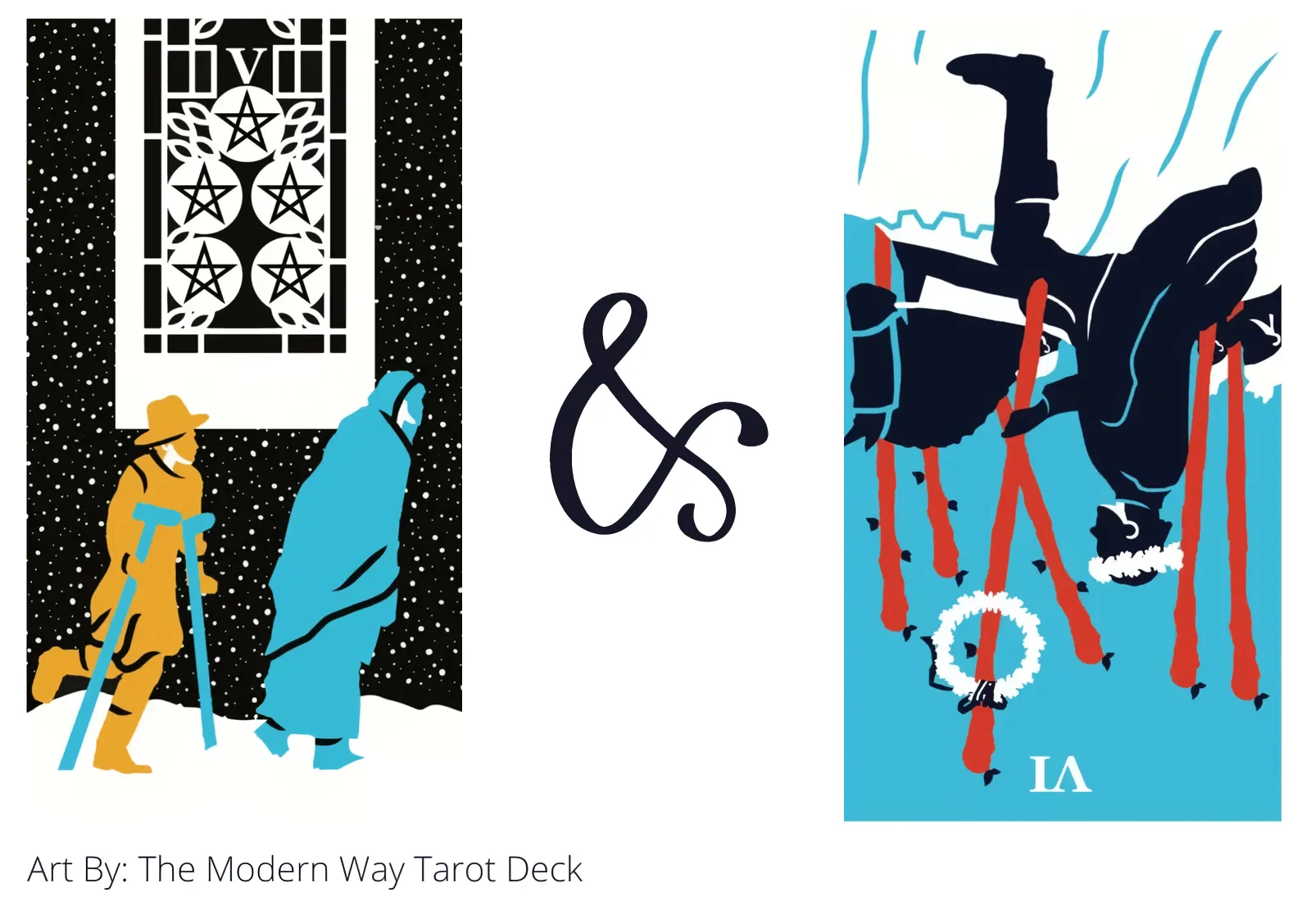 five of pentacles and six of wands reversed tarot cards together