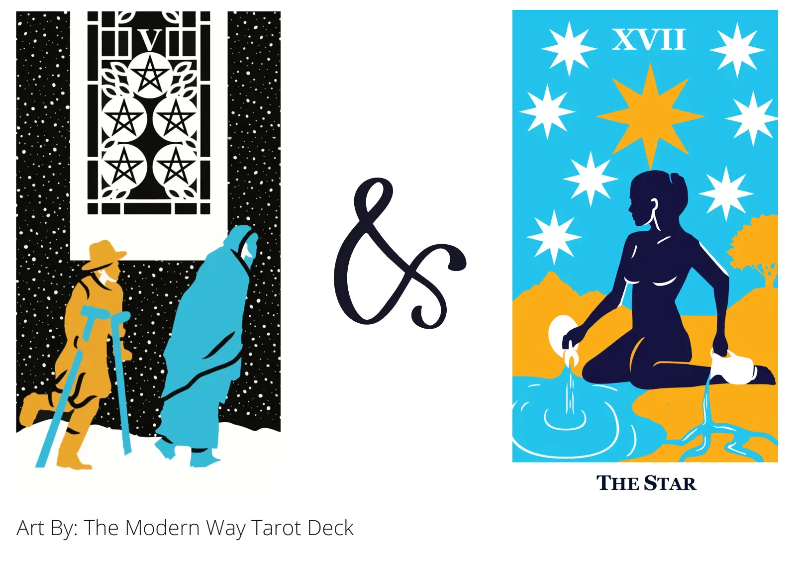 five of pentacles and the star tarot cards together
