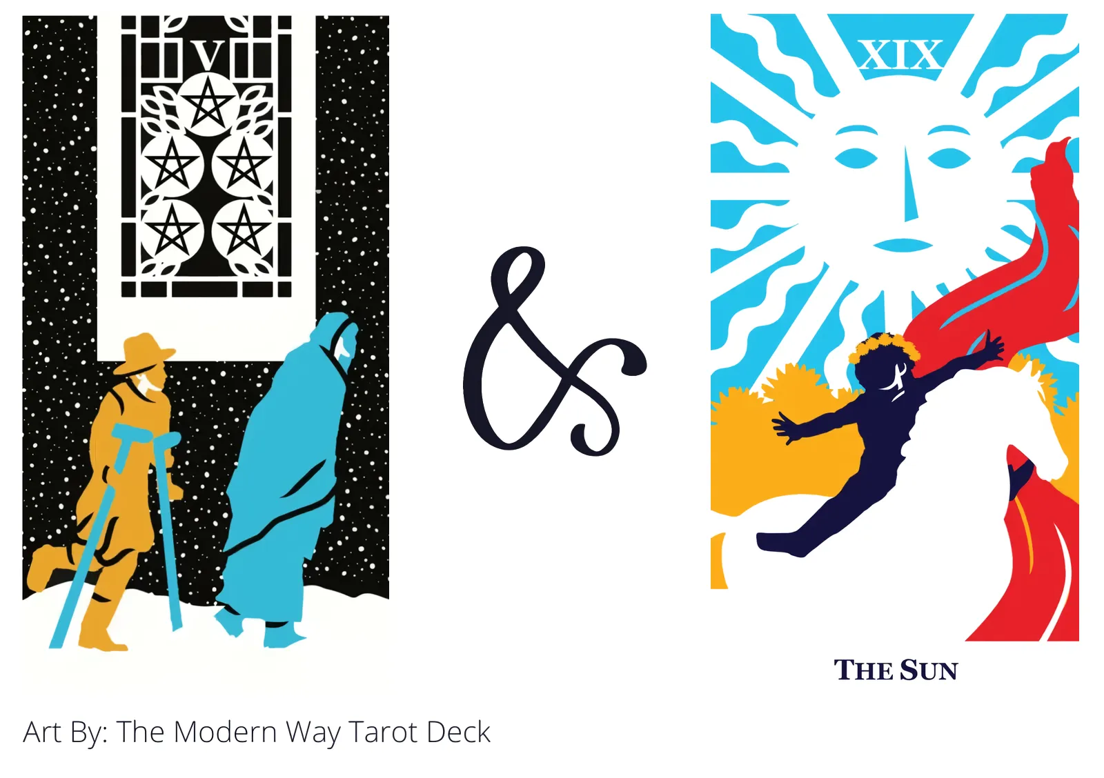 five of pentacles and the sun tarot cards together