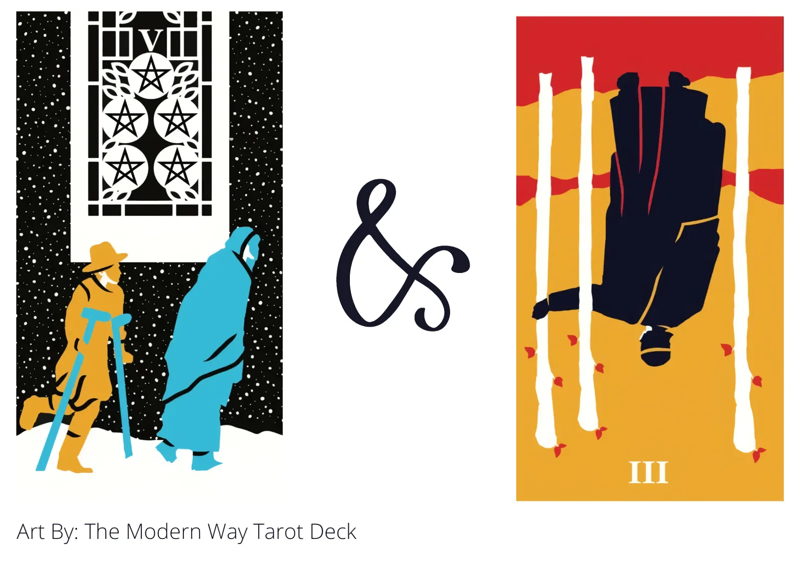 five of pentacles and three of wands reversed tarot cards together