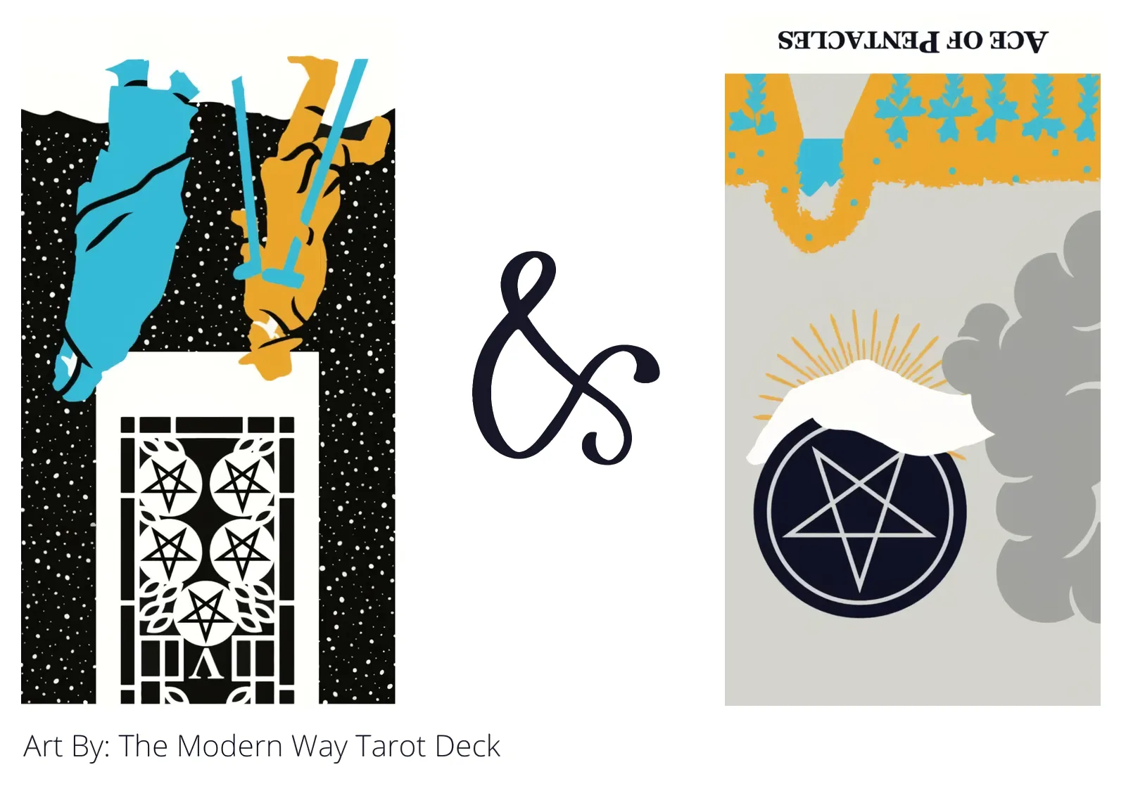 five of pentacles reversed and ace of pentacles reversed tarot cards together