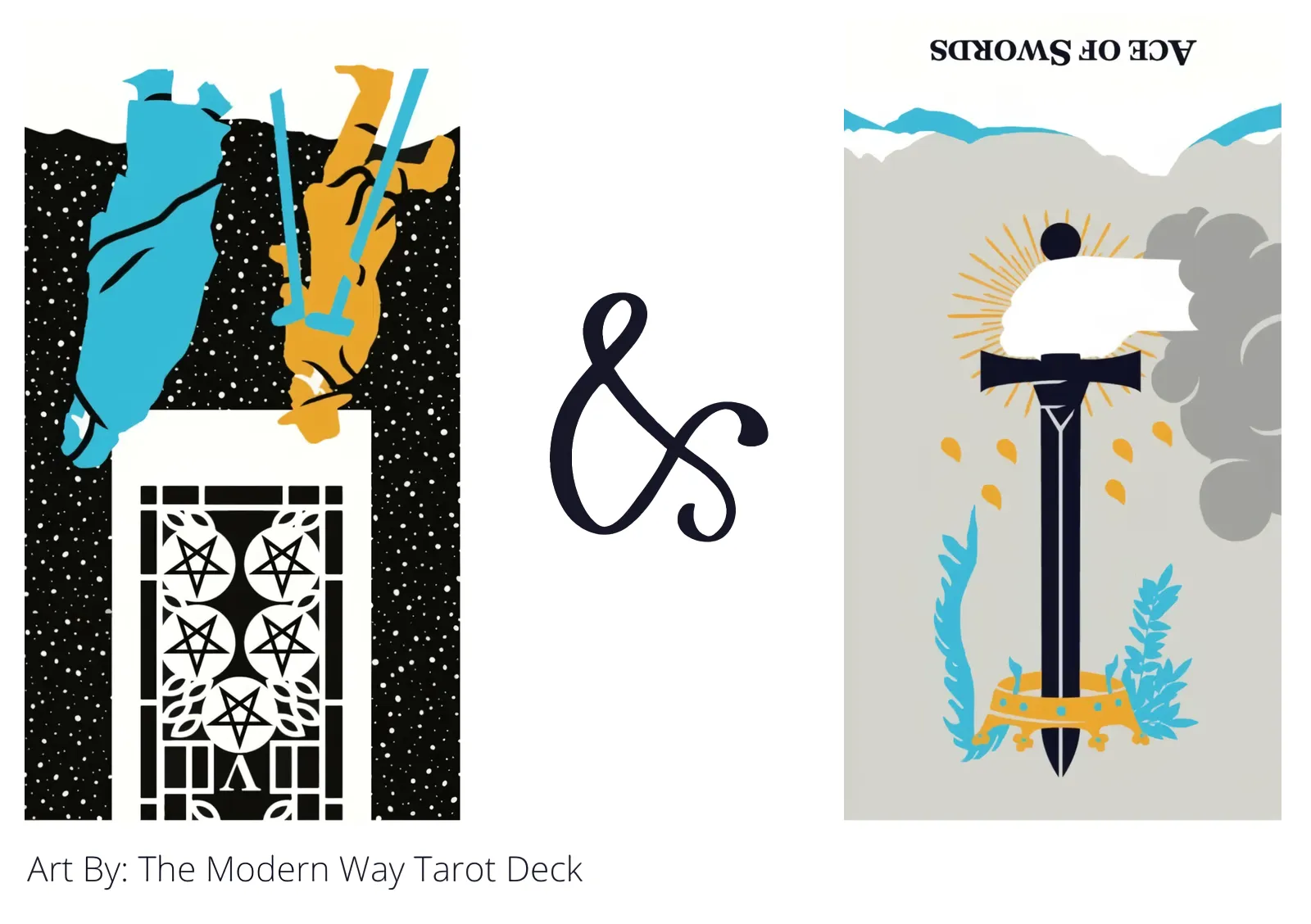 five of pentacles reversed and ace of swords reversed tarot cards together
