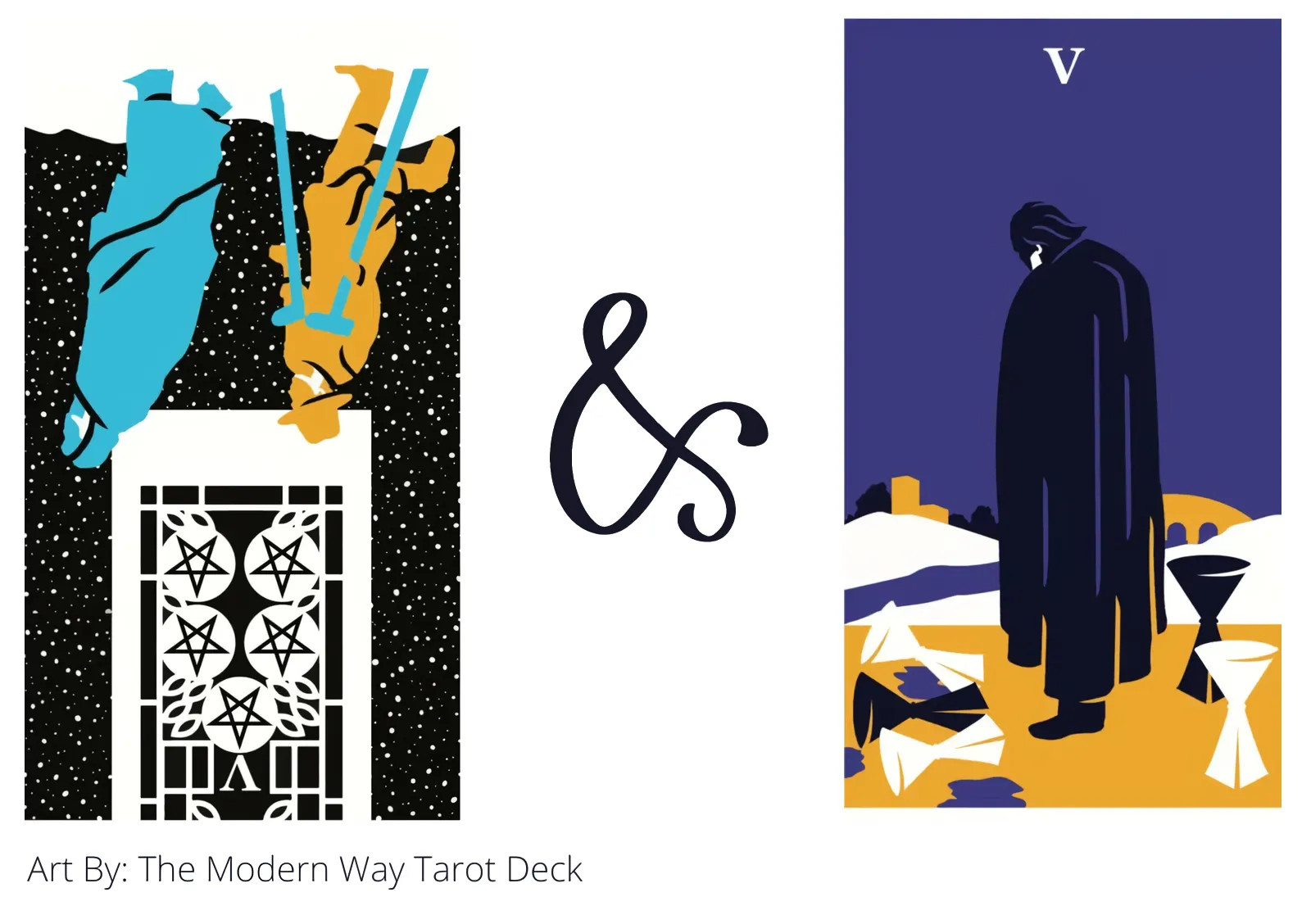 five of pentacles reversed and five of cups tarot cards together