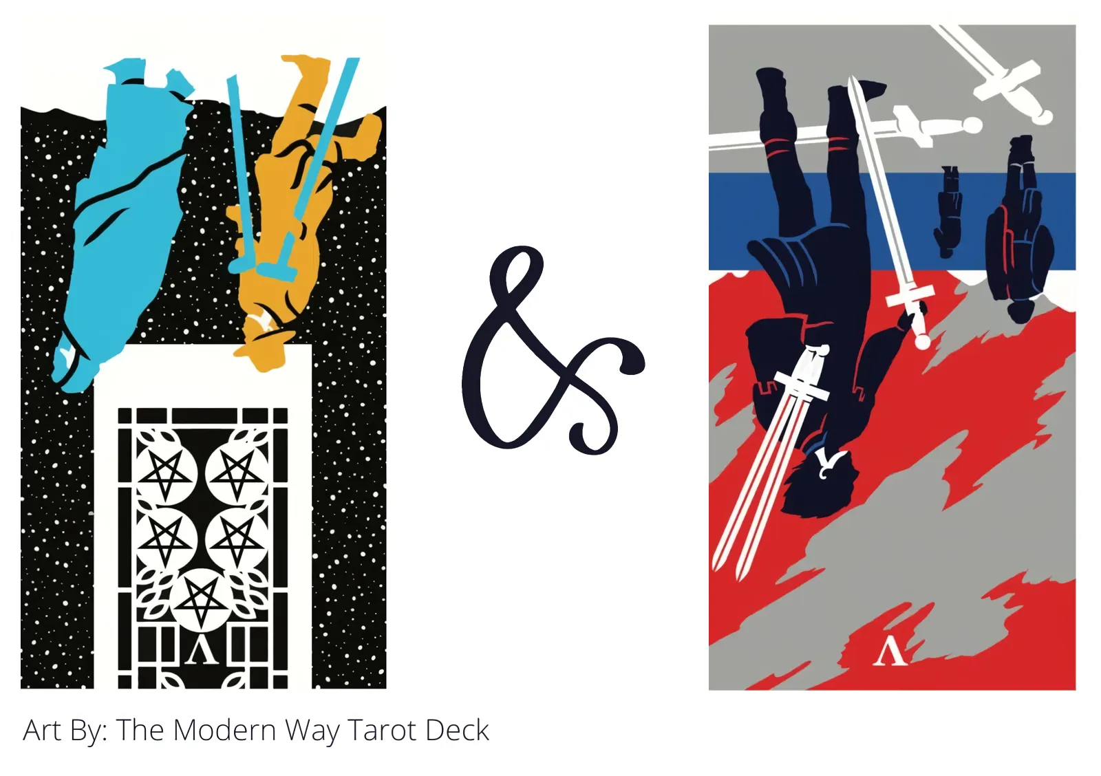 five of pentacles reversed and five of swords reversed tarot cards together