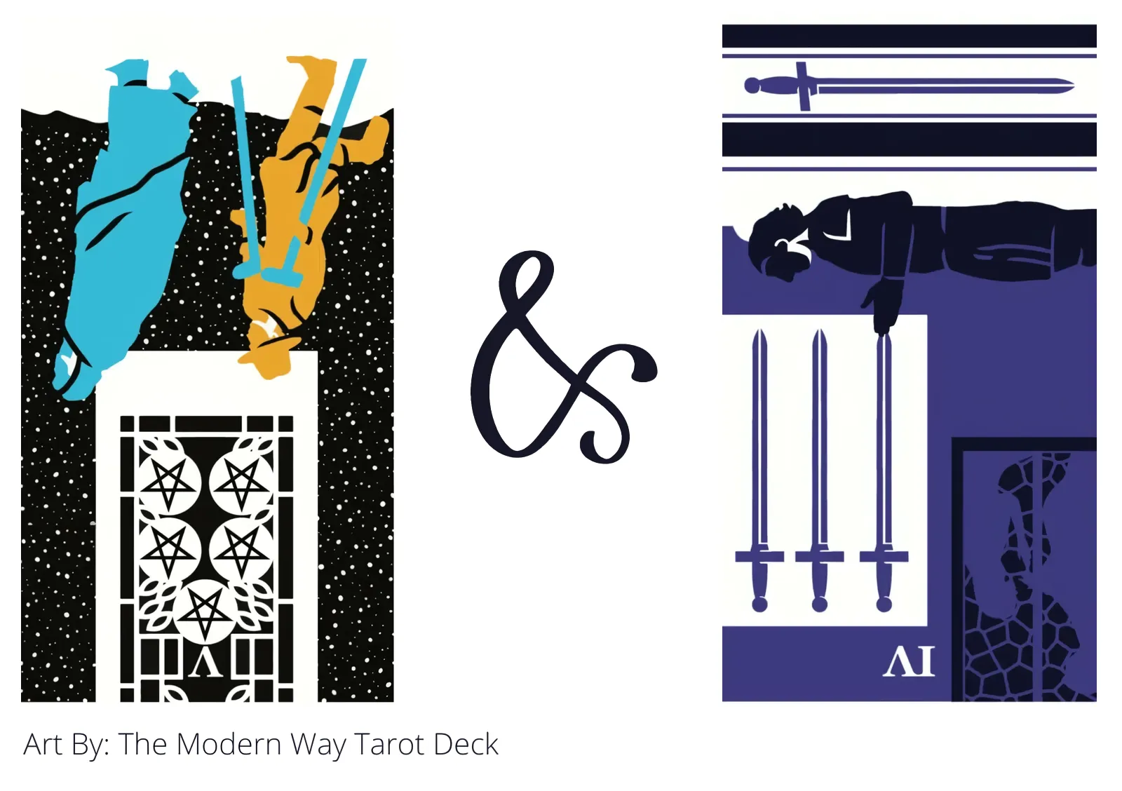 five of pentacles reversed and four of swords reversed tarot cards together