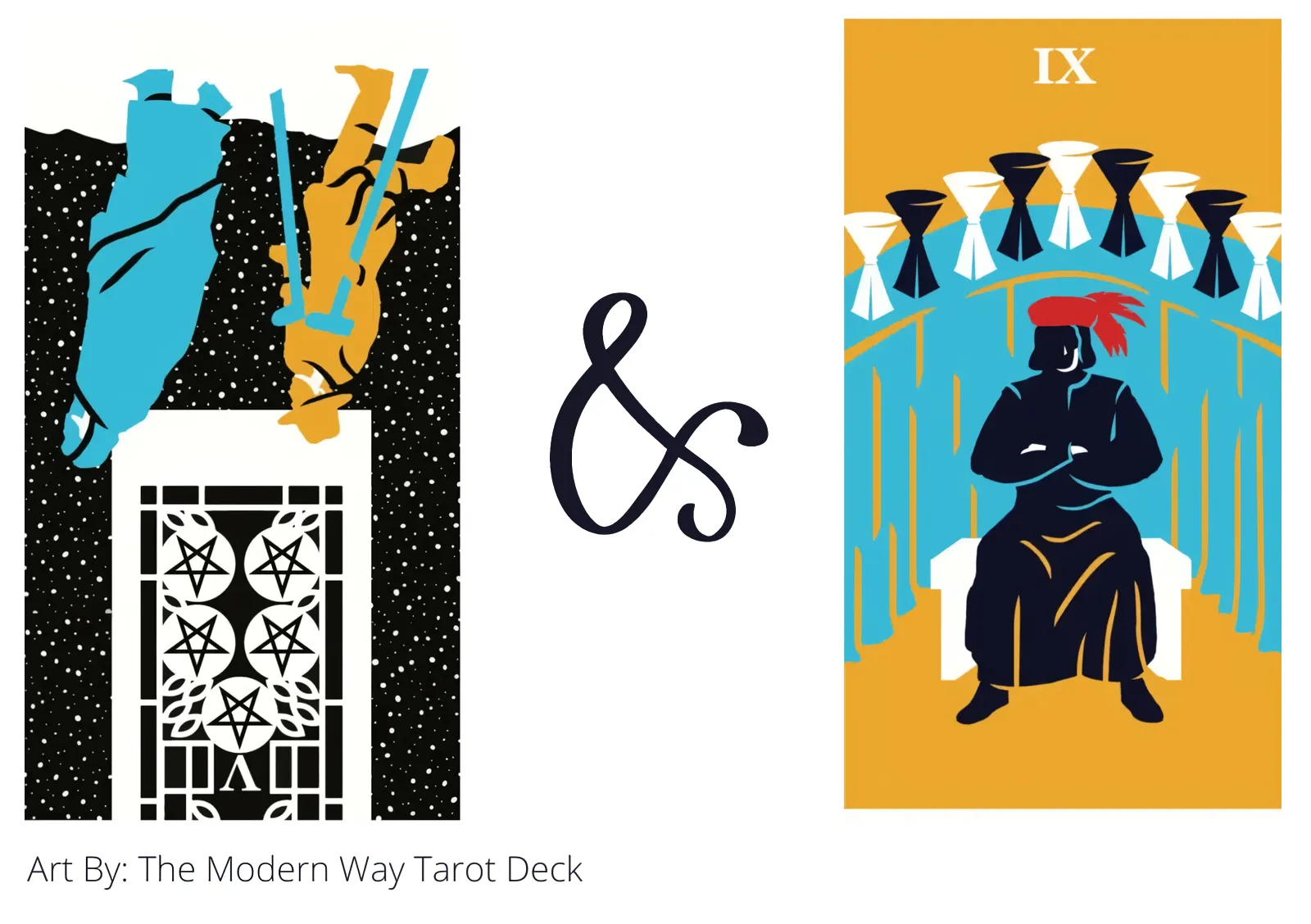 five of pentacles reversed and nine of cups tarot cards together
