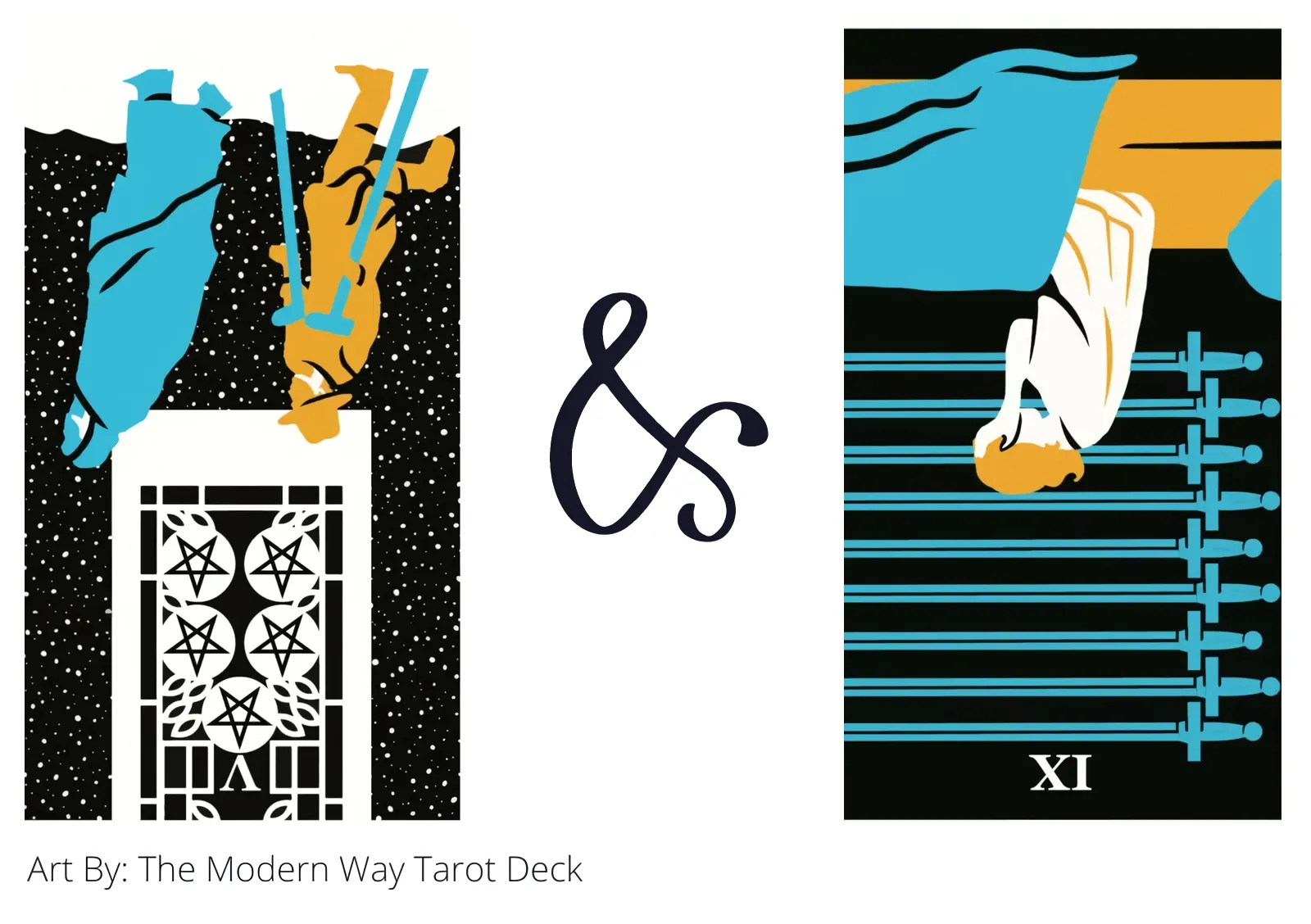 five of pentacles reversed and nine of swords reversed tarot cards together