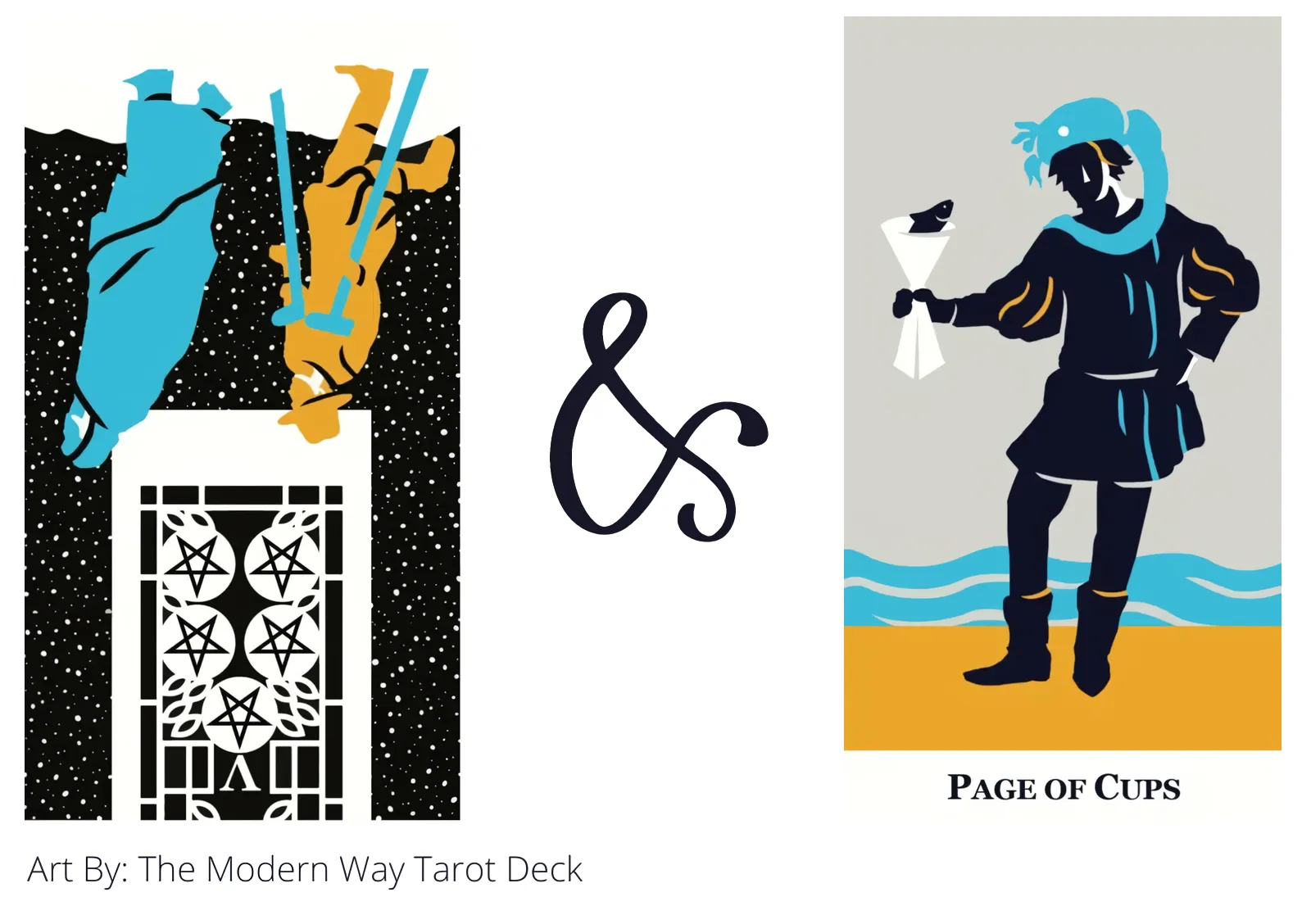 five of pentacles reversed and page of cups tarot cards together