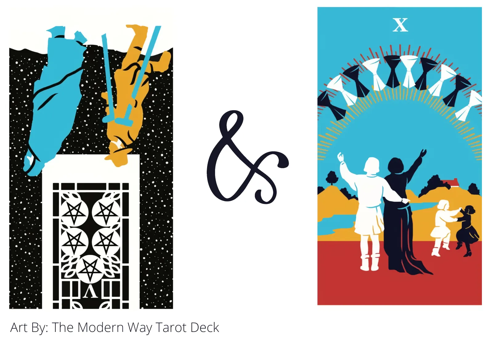 five of pentacles reversed and ten of cups tarot cards together