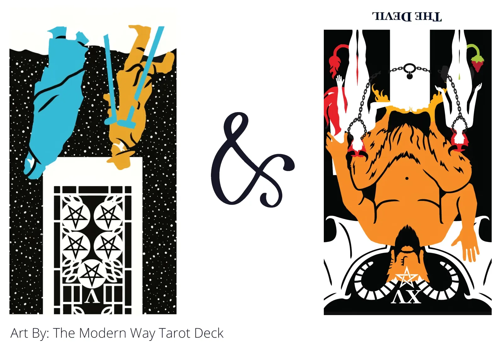 five of pentacles reversed and the devil reversed tarot cards together
