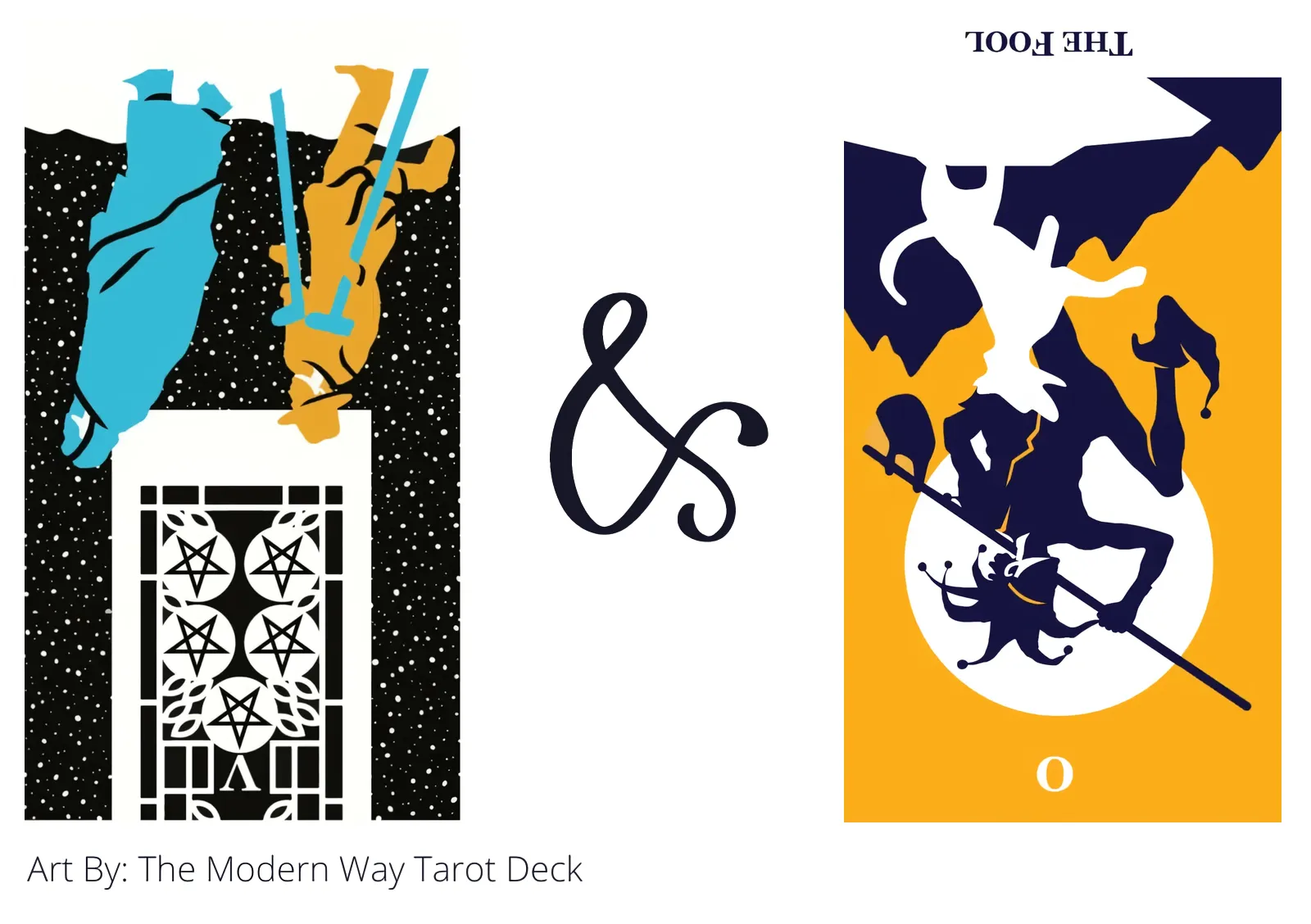 five of pentacles reversed and the fool reversed tarot cards together