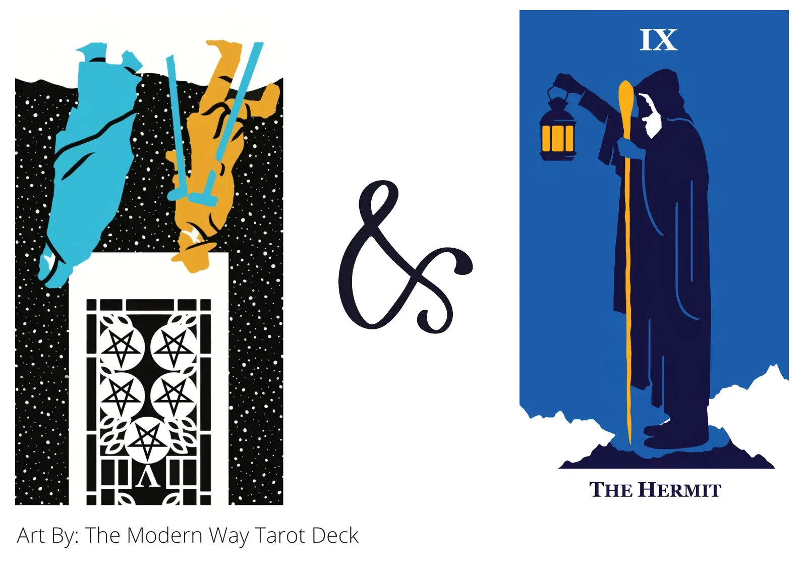 five of pentacles reversed and the hermit tarot cards together