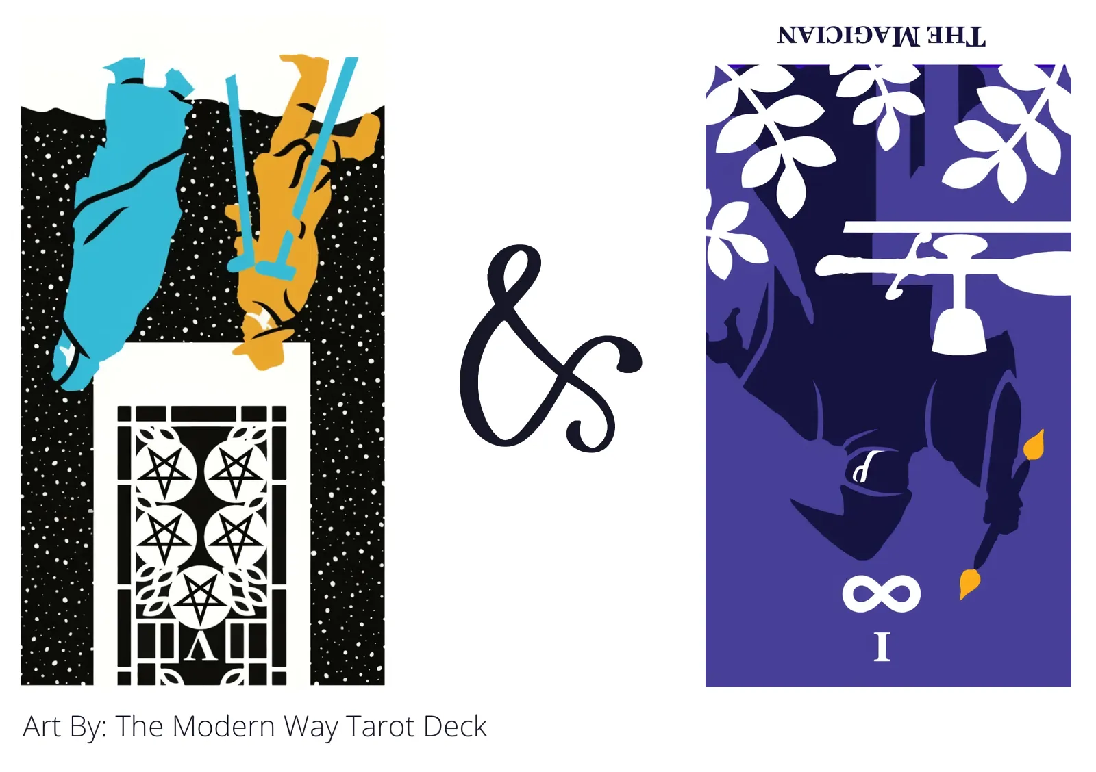 five of pentacles reversed and the magician reversed tarot cards together
